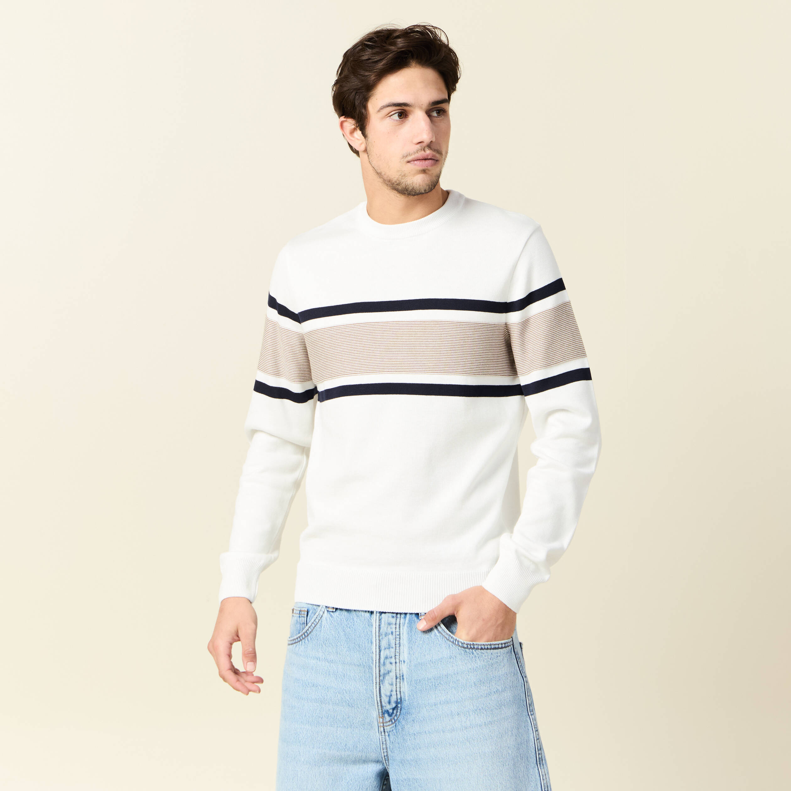 pull manches longues ecru homme Pull manches longues ecru homme