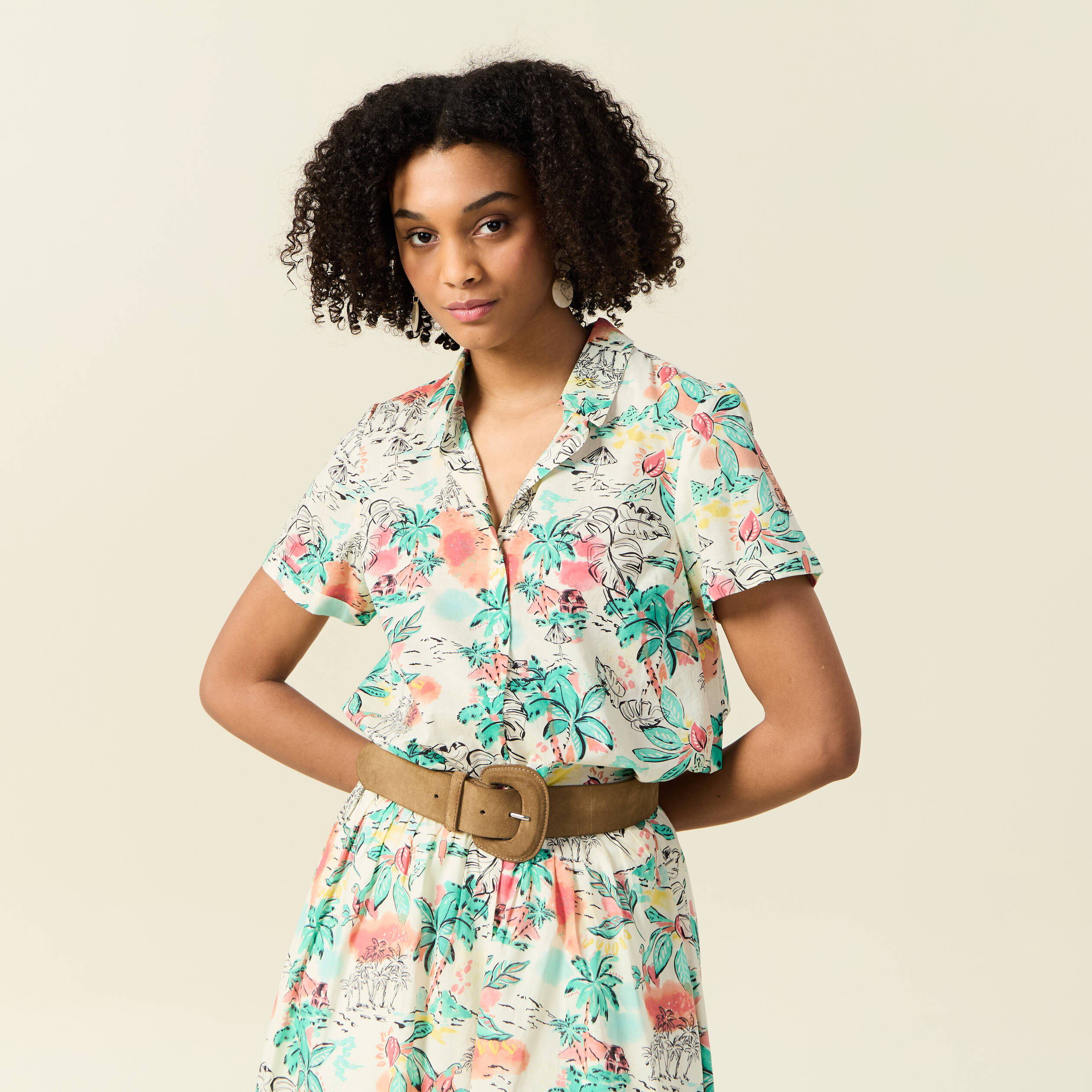 Chemise manches courtes blanc femme