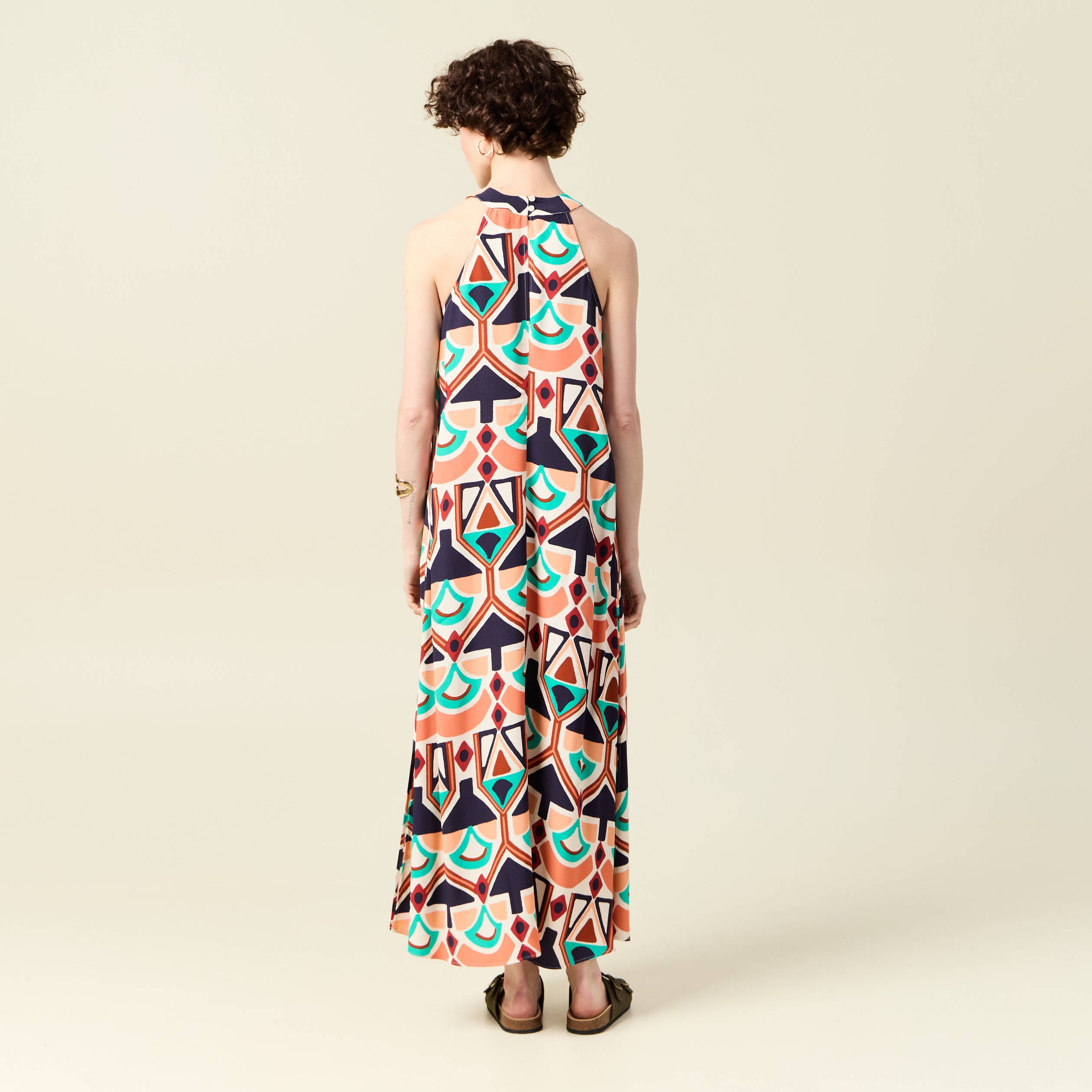 Robe longue droite orange femme