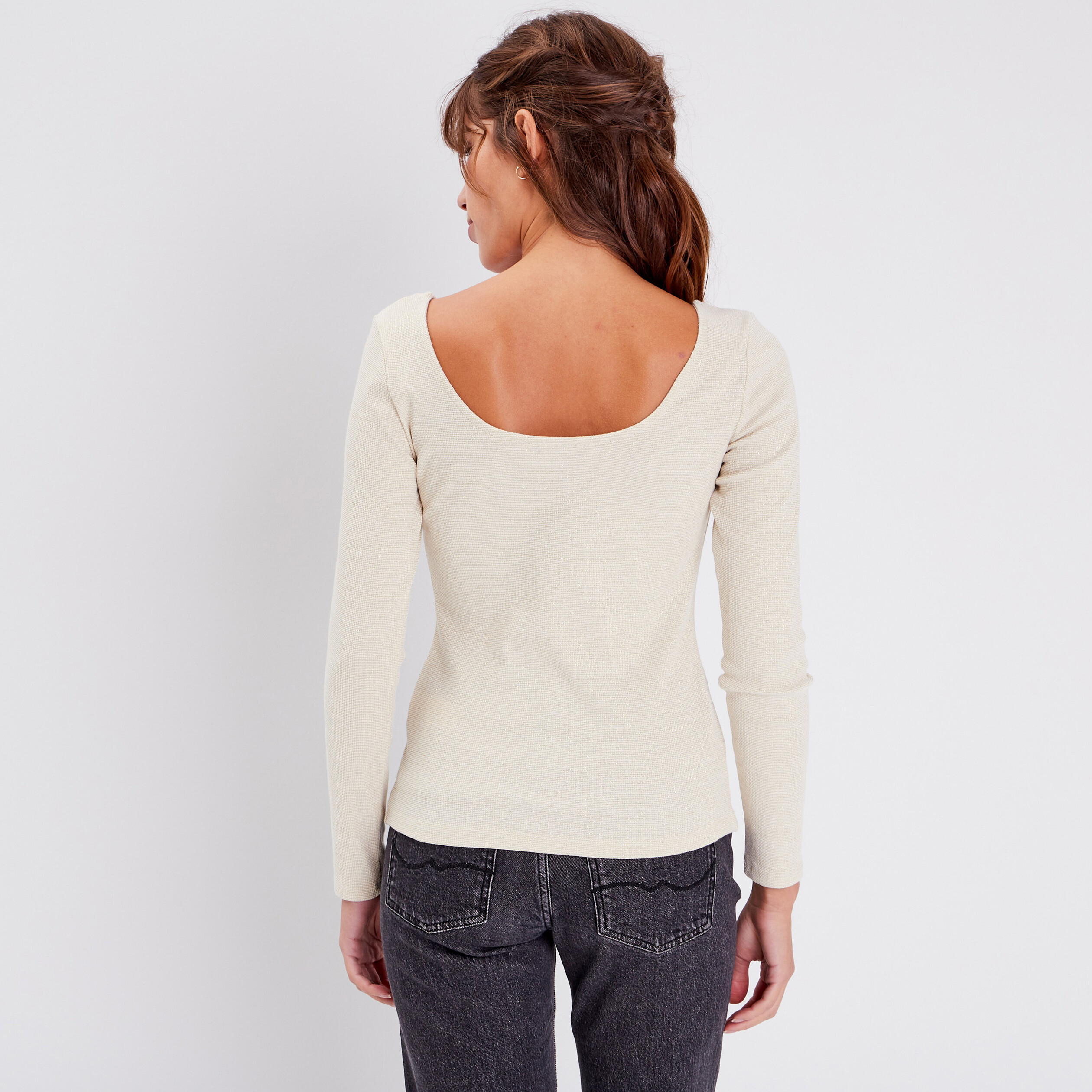 t shirt manches longues ecru femme T-shirt manches longues ecru femme
