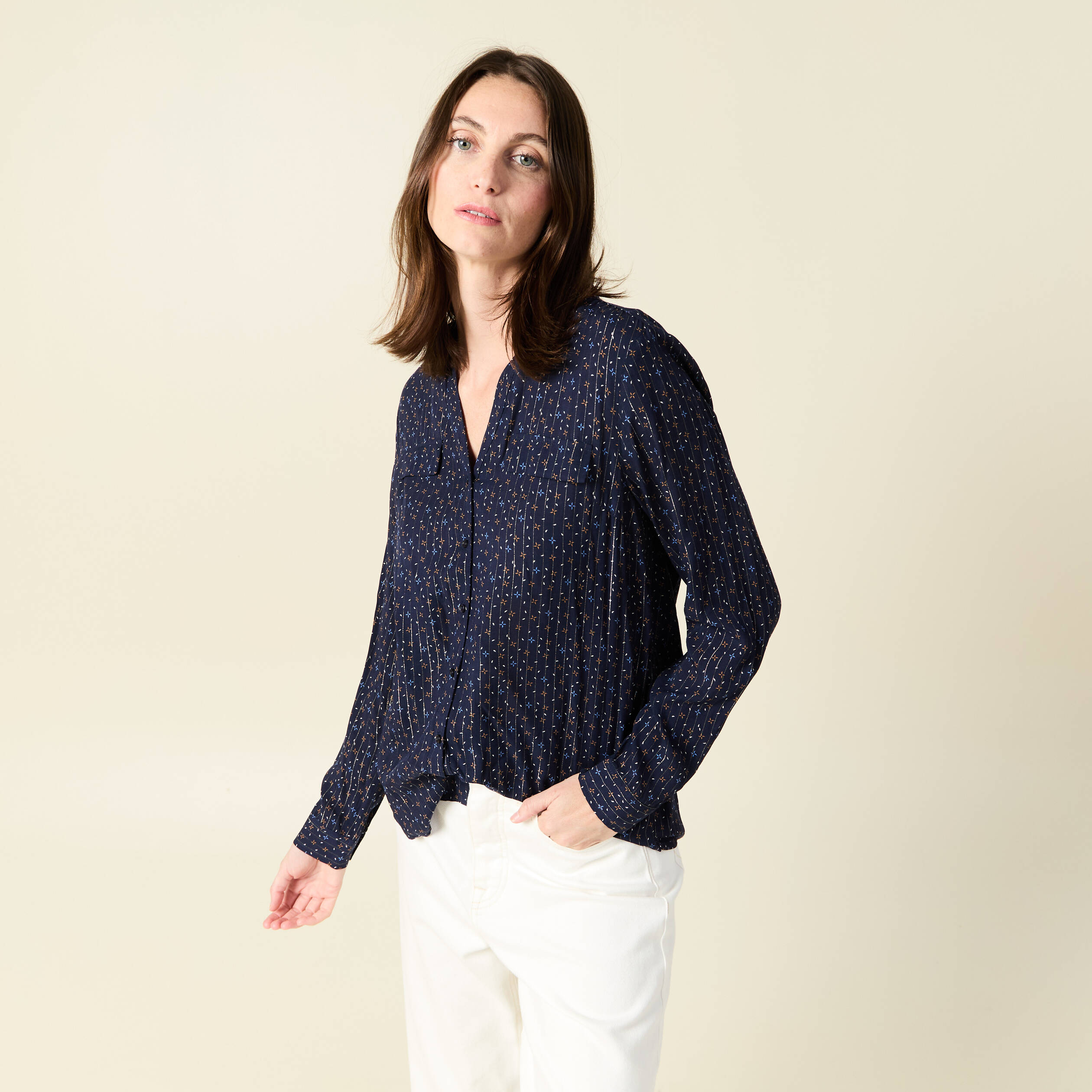 chemise manches longues bleu marine femme Chemise manches longues bleu marine femme