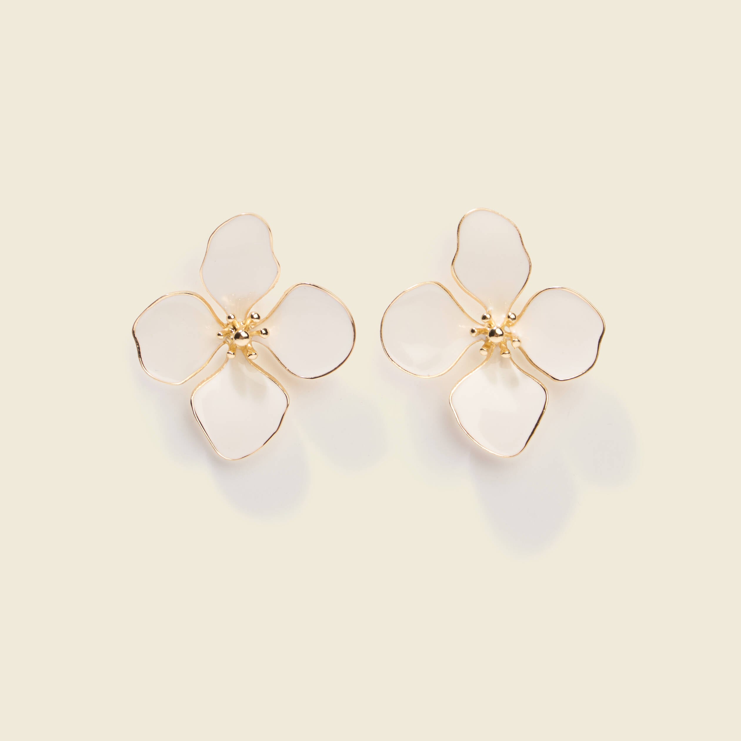 Boucles d'Oreilles Originales Clips clip Blanc/Crème/Bronze