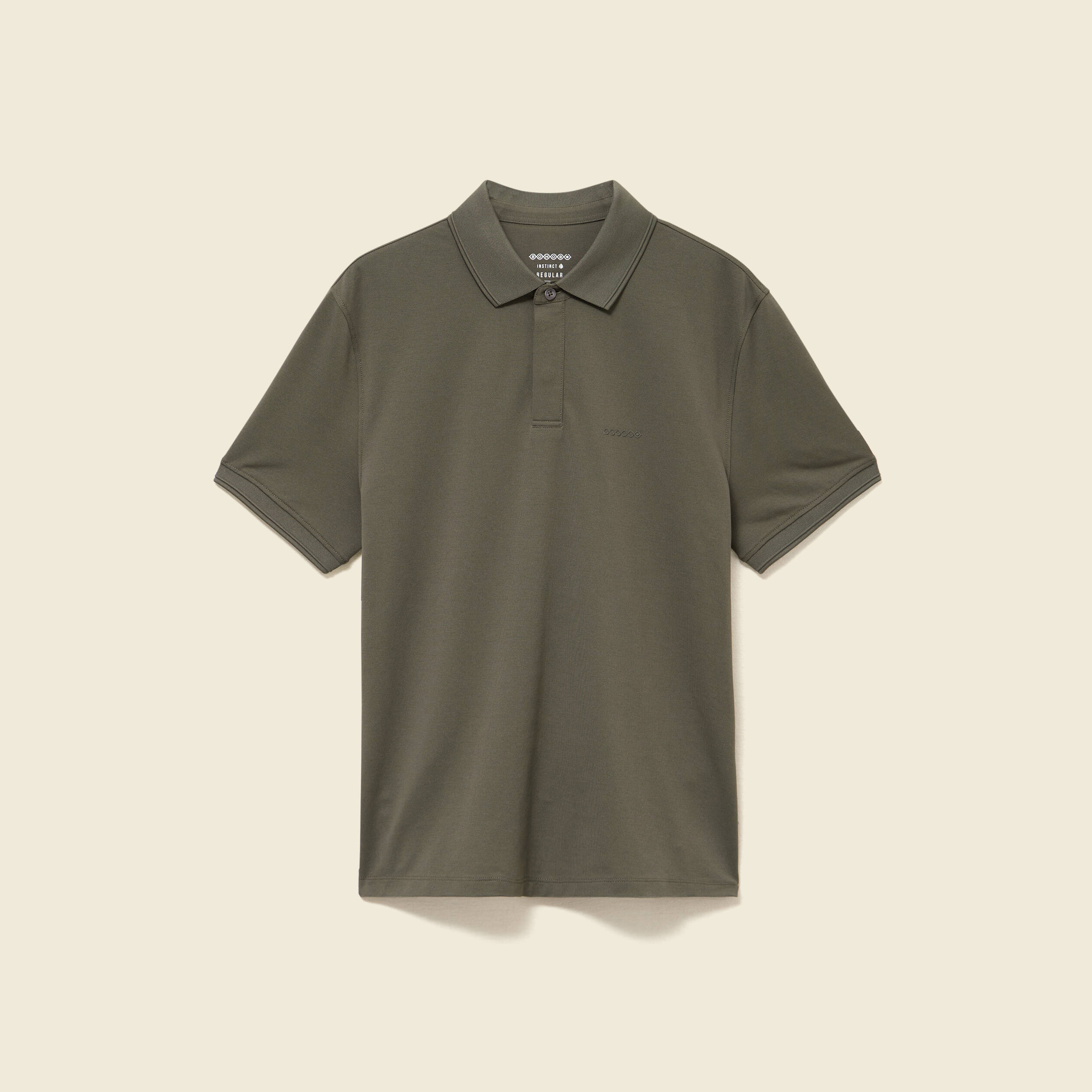 Polo cintr&eacute; manches courtes col polo vert fonc&eacute; homme