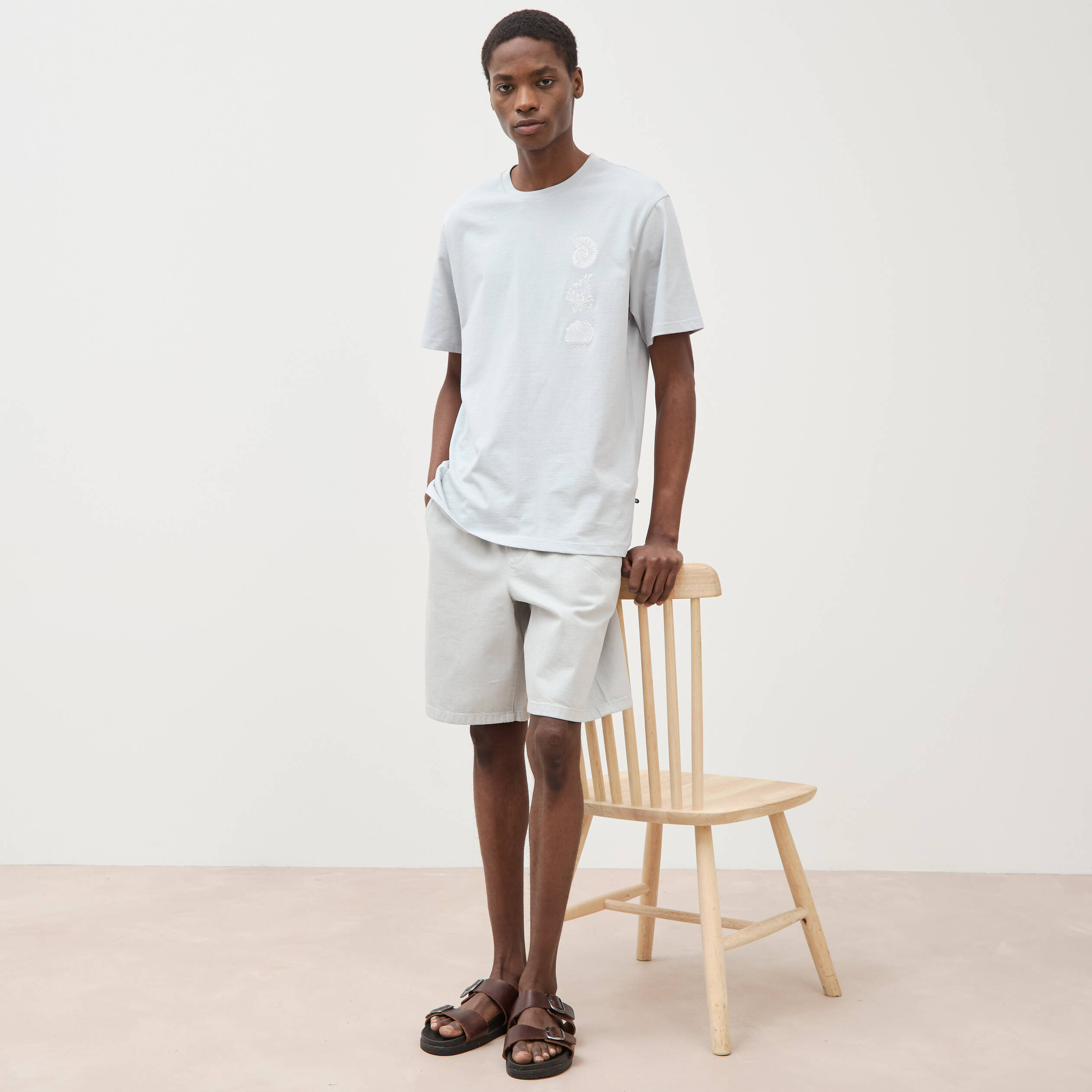 Bermuda en coton gris clair homme