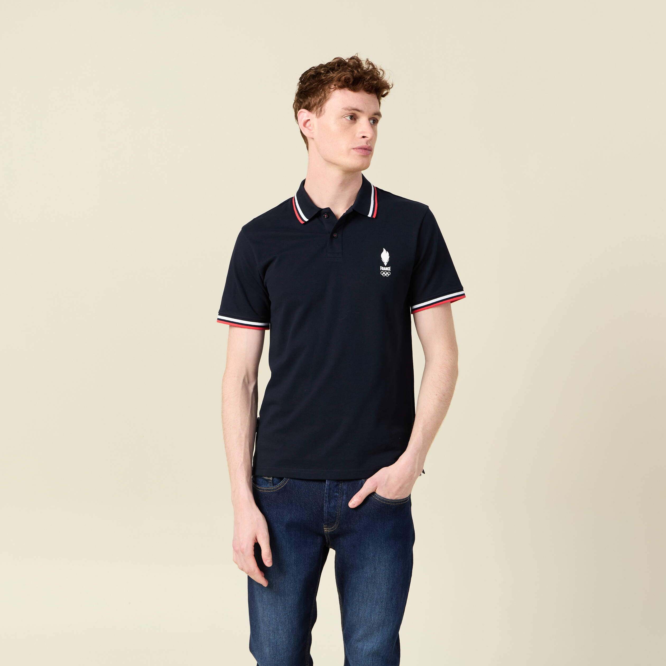 Polo manches courtes bleu marine homme