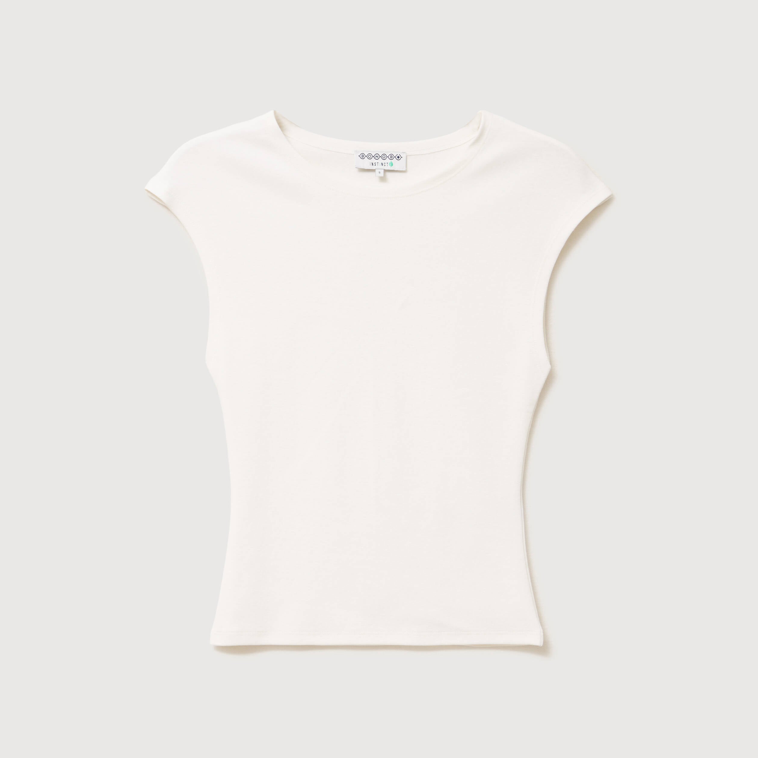 T-shirt ajust&eacute; col rond sans manches blanc femme