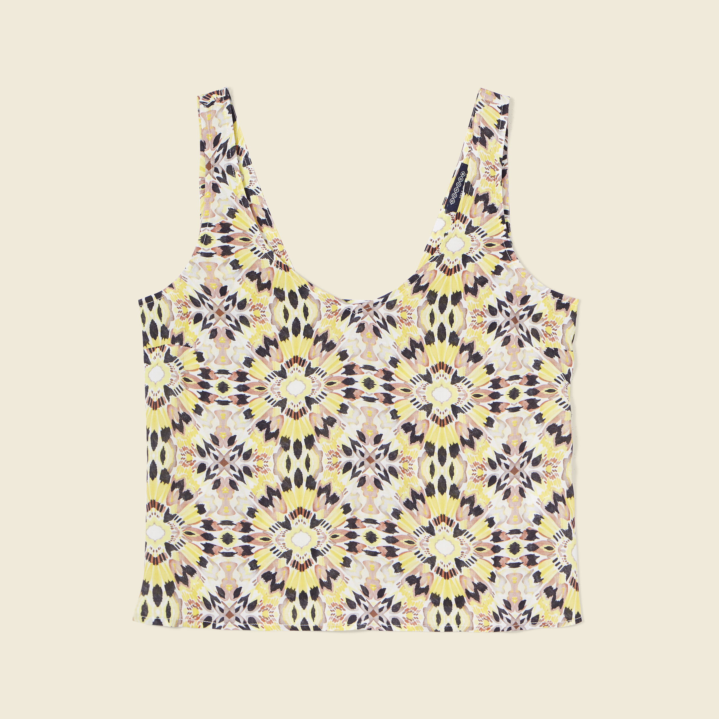 Blouse bretelles larges jaune femme
