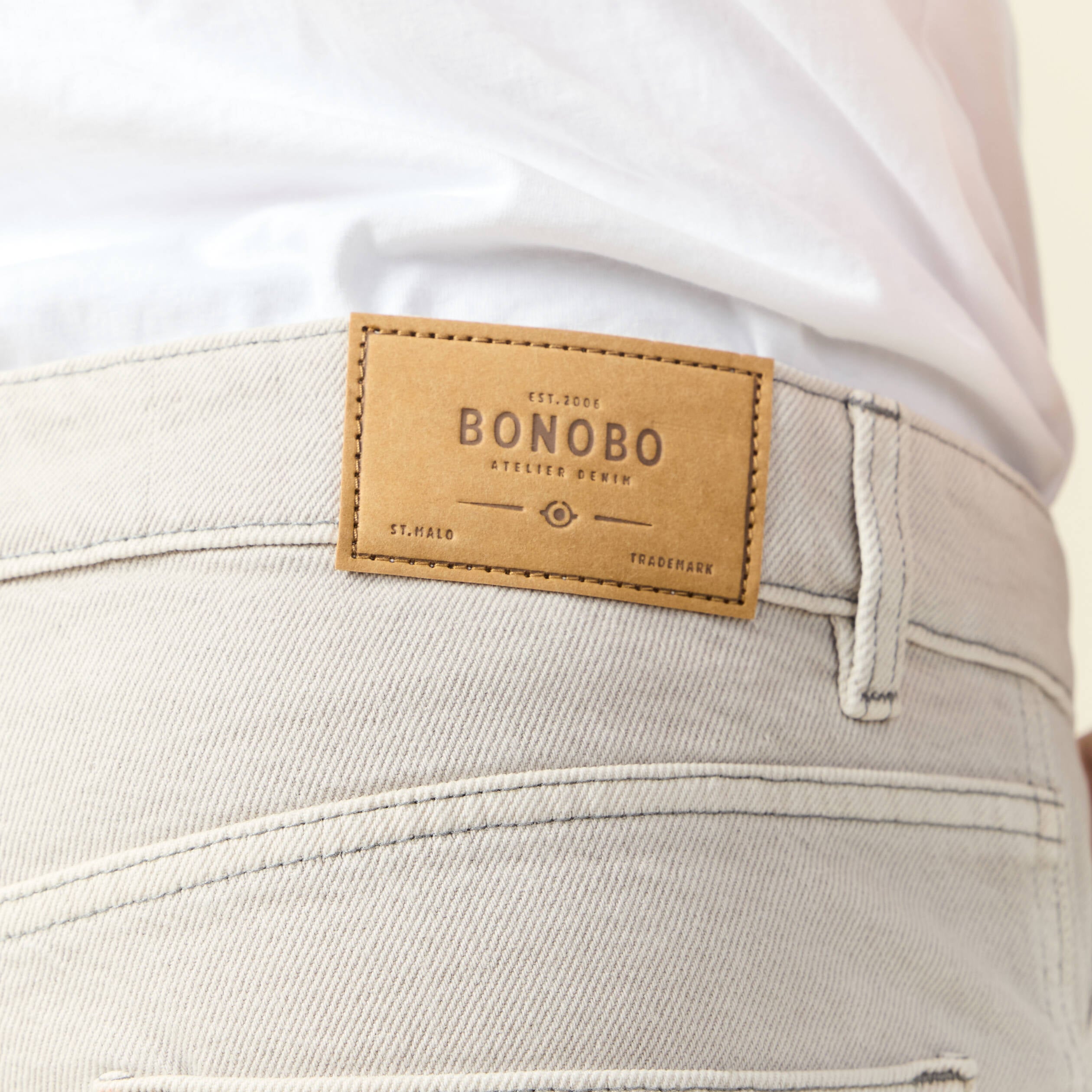 Bermuda droit en jean denim snow gris homme