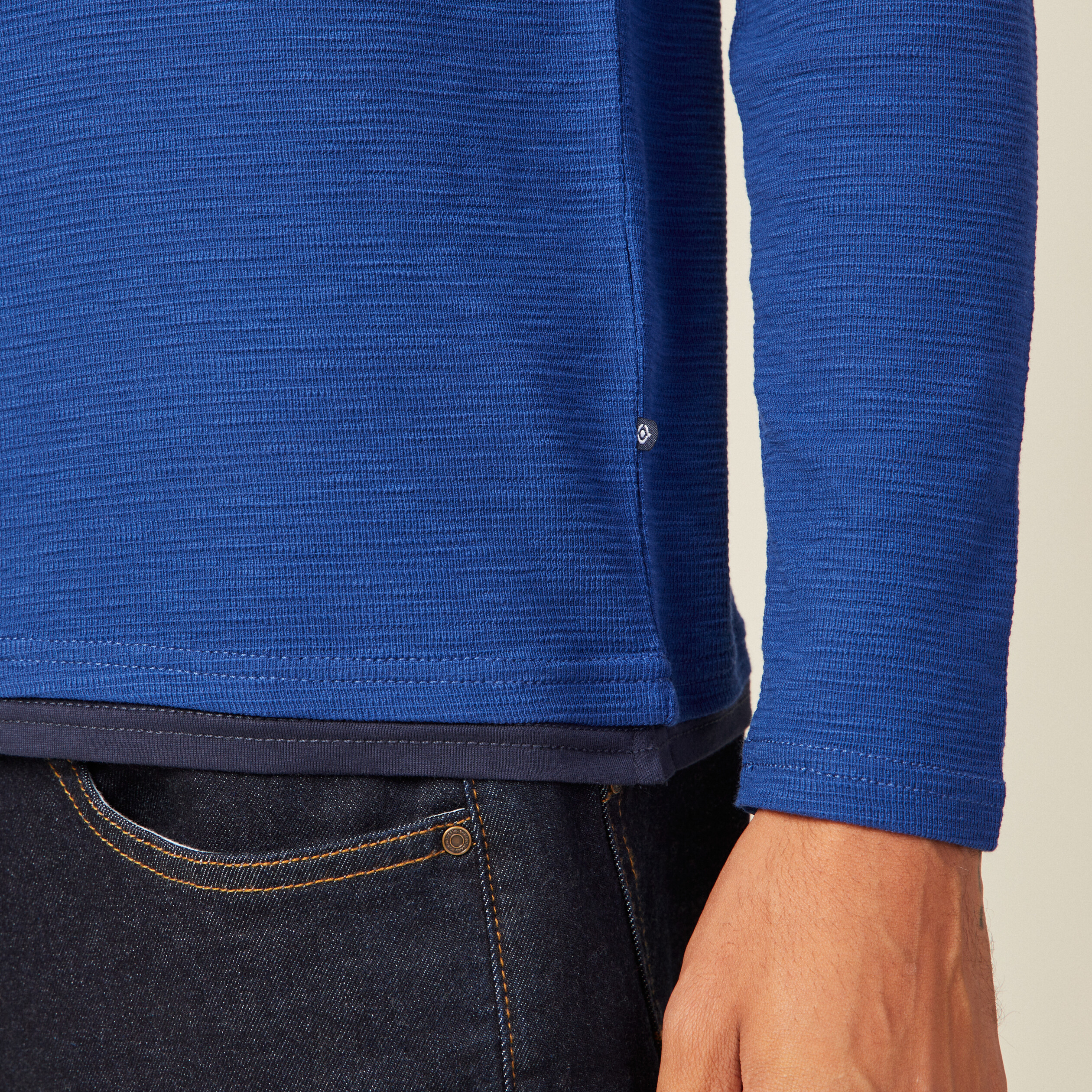 T-shirt manches longues bleu electrique homme