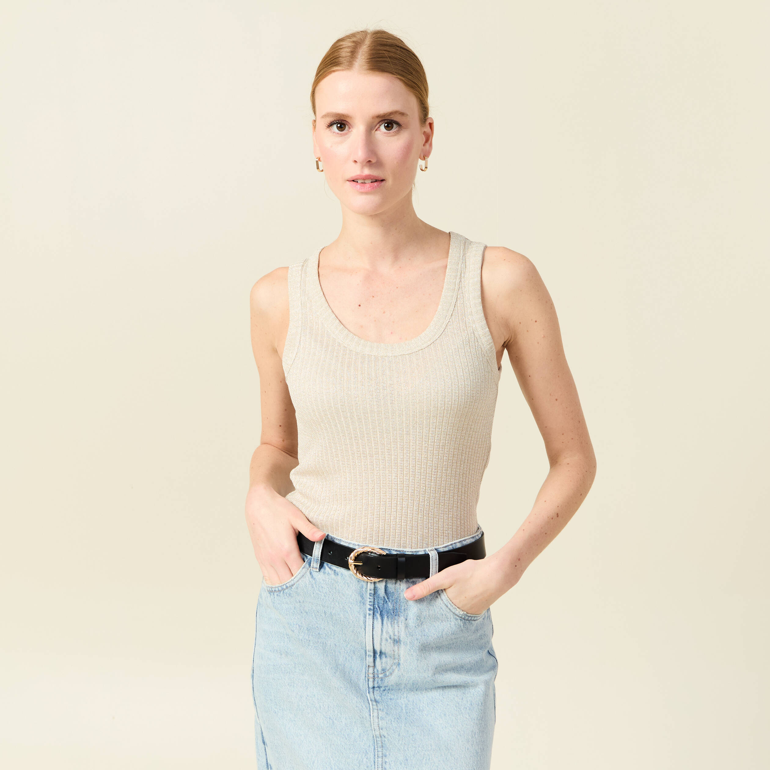 debardeur sans manches beige femme Débardeur sans manches beige femme