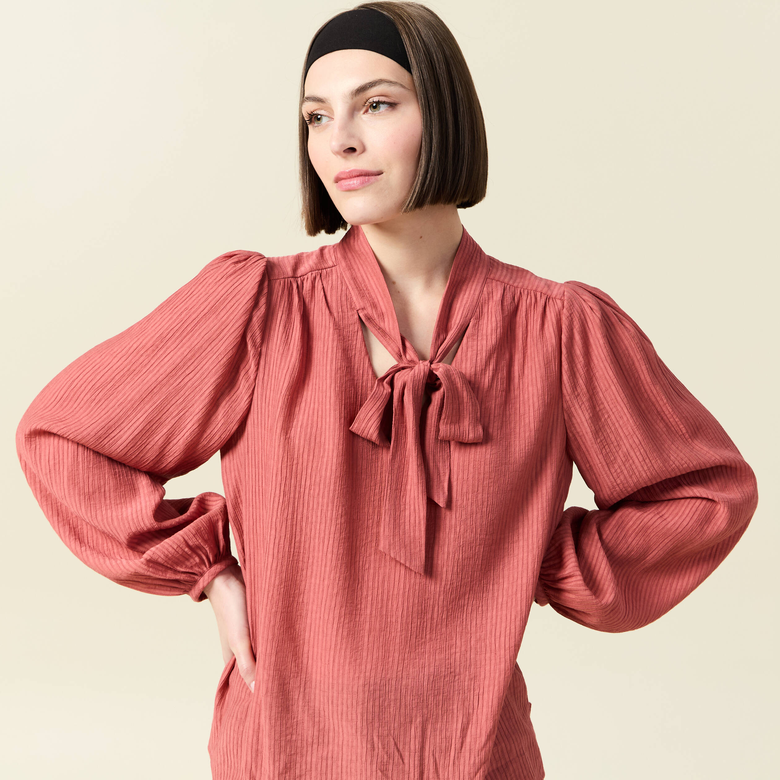 Blouse manches longues vieux rose femme
