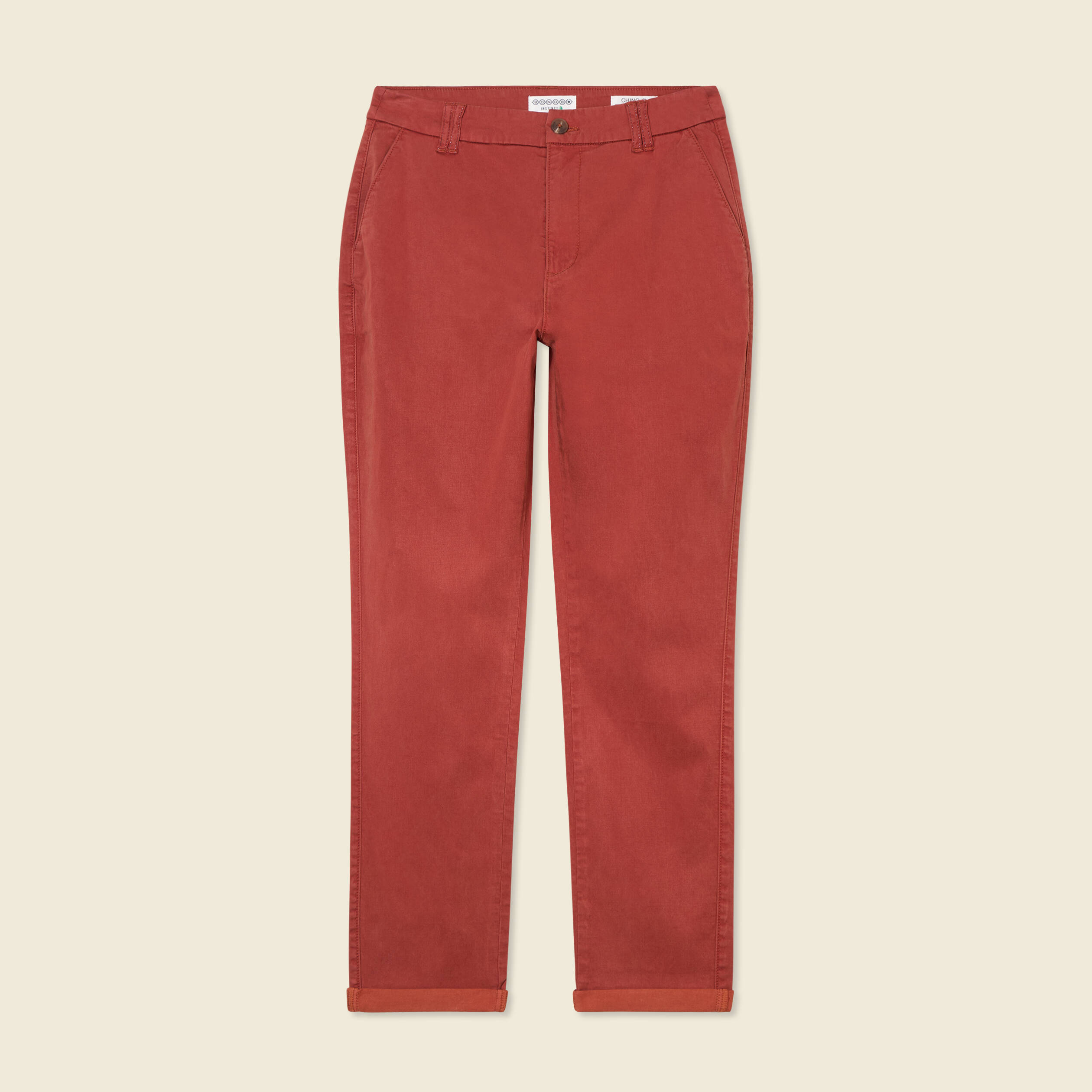Pantalon chino cigarette rouge fonc&eacute; femme
