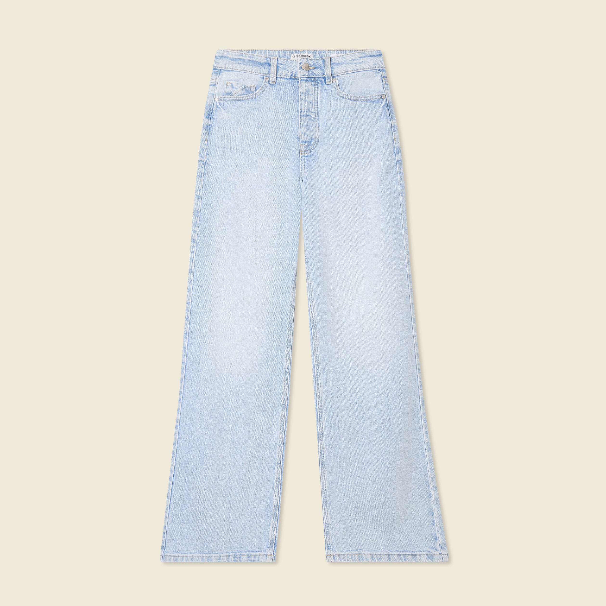 jeans large taille haute denim bleach femme Jeans large taille haute denim bleach femme
