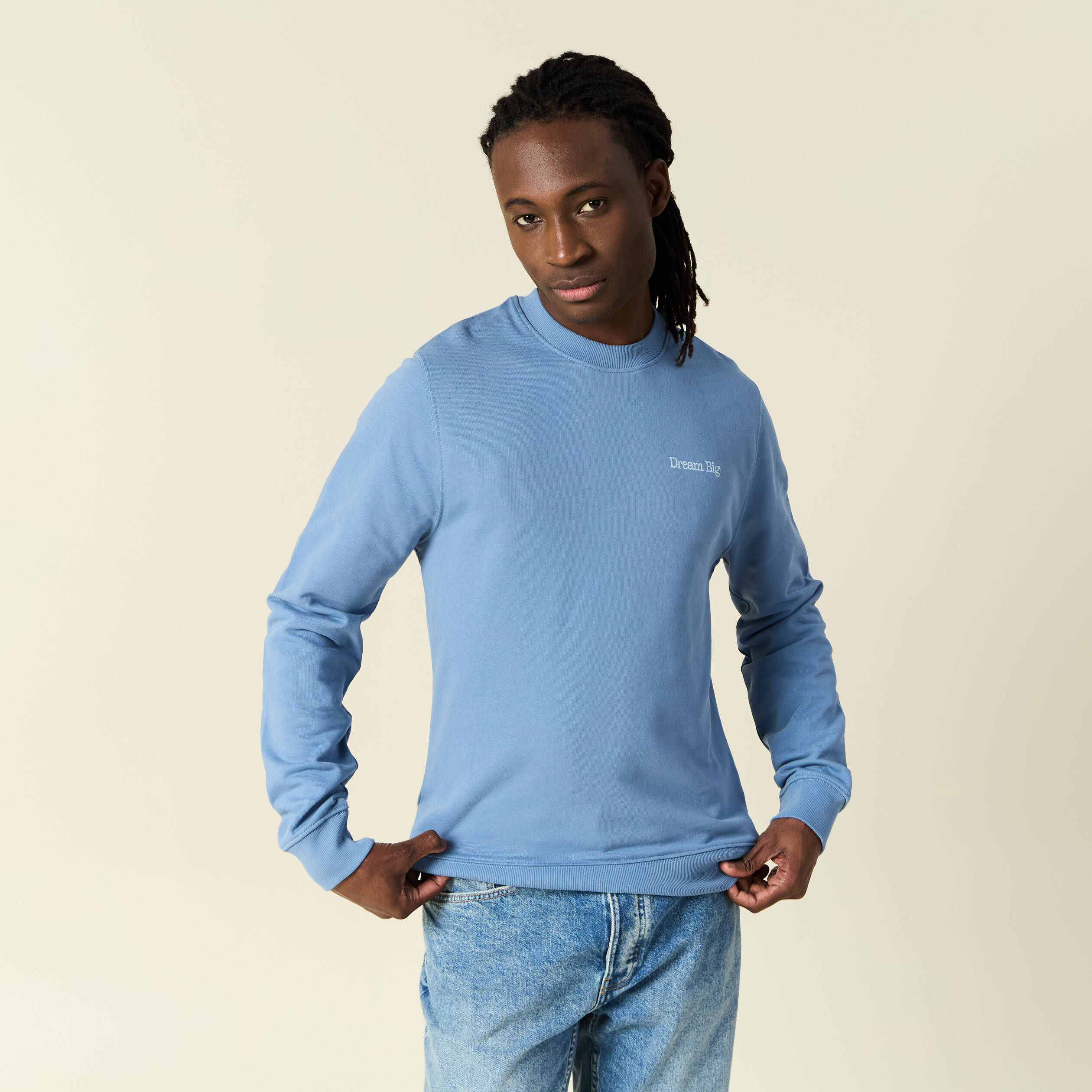 Sweat manches longues bleu gris homme