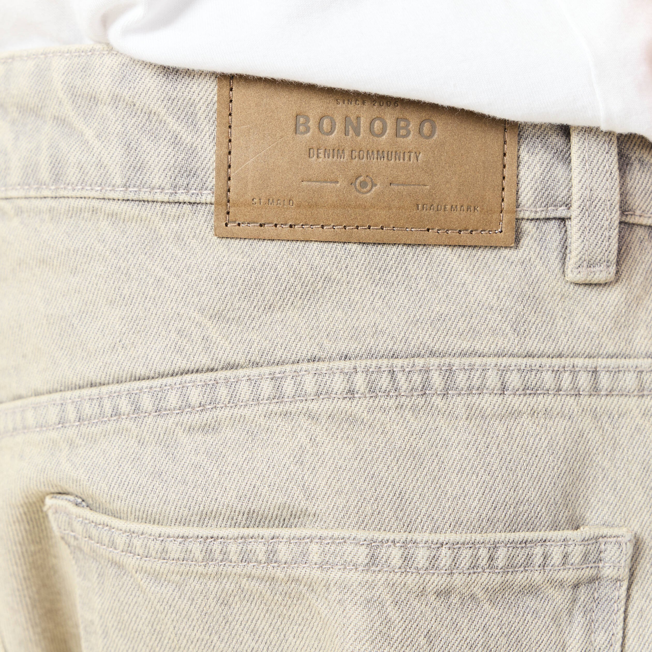 jeans large 5 poches denim beige homme Jeans large 5 poches denim beige homme
