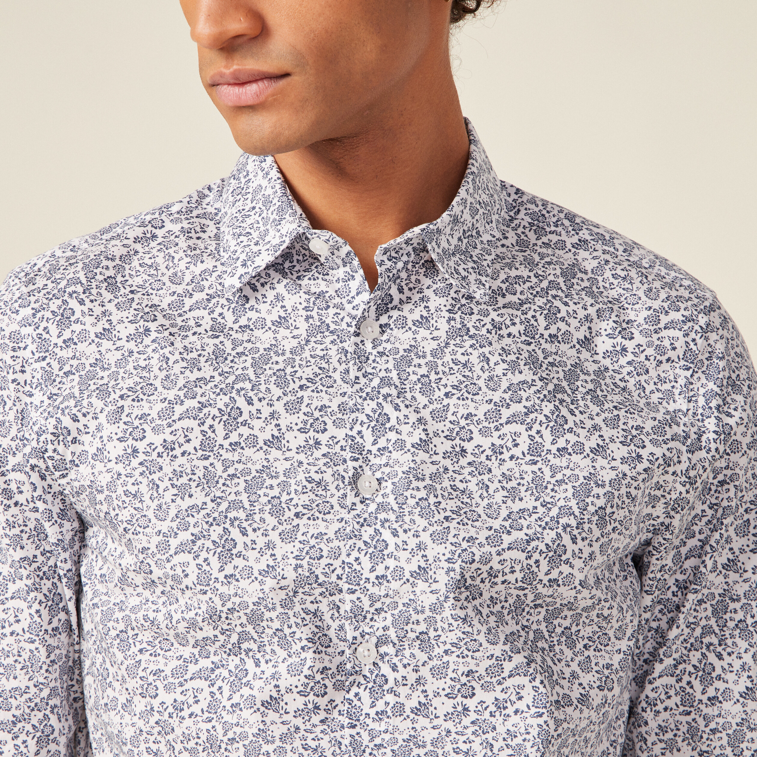 Chemise en coton manches longues blanc homme