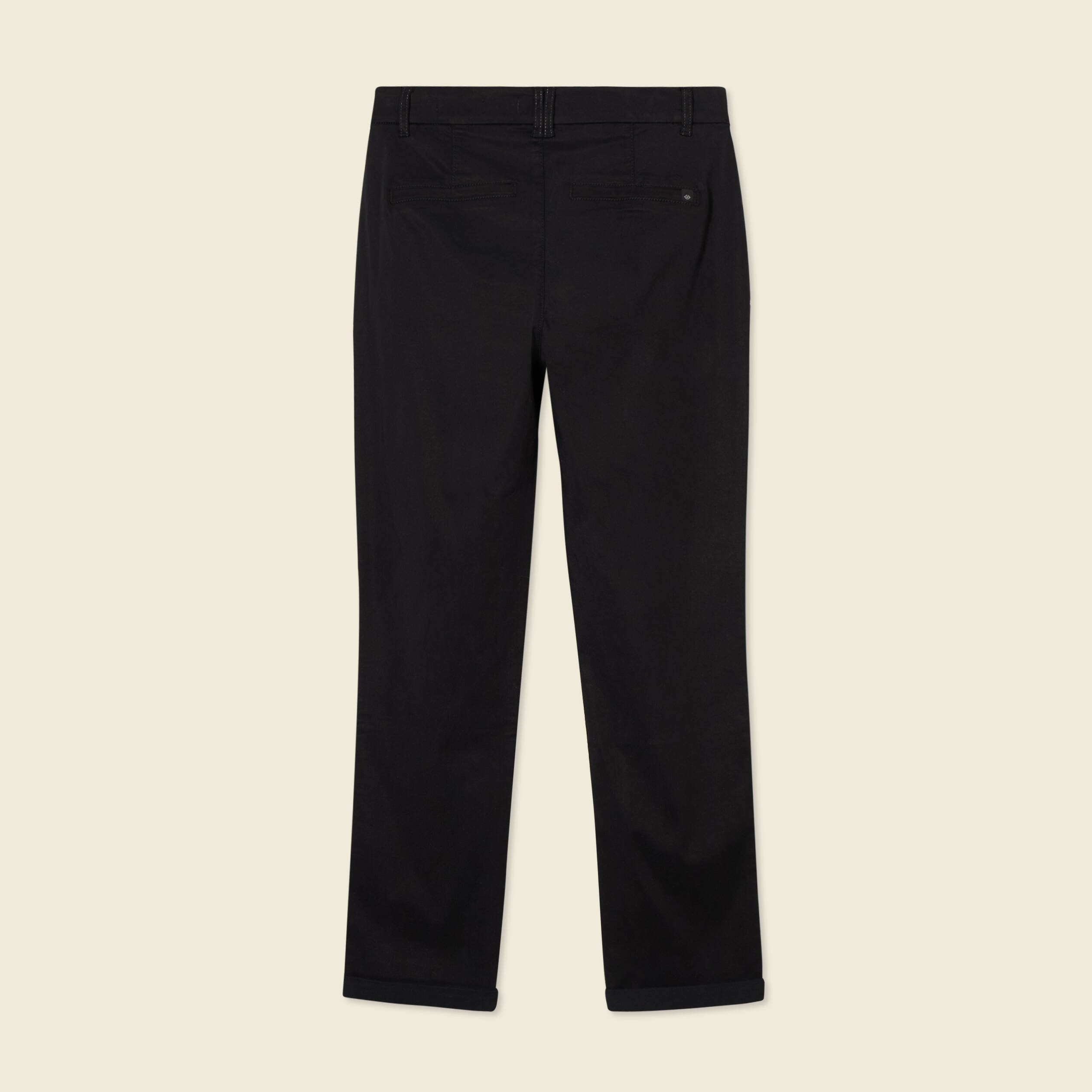 Pantalon chino cigarette noir femme