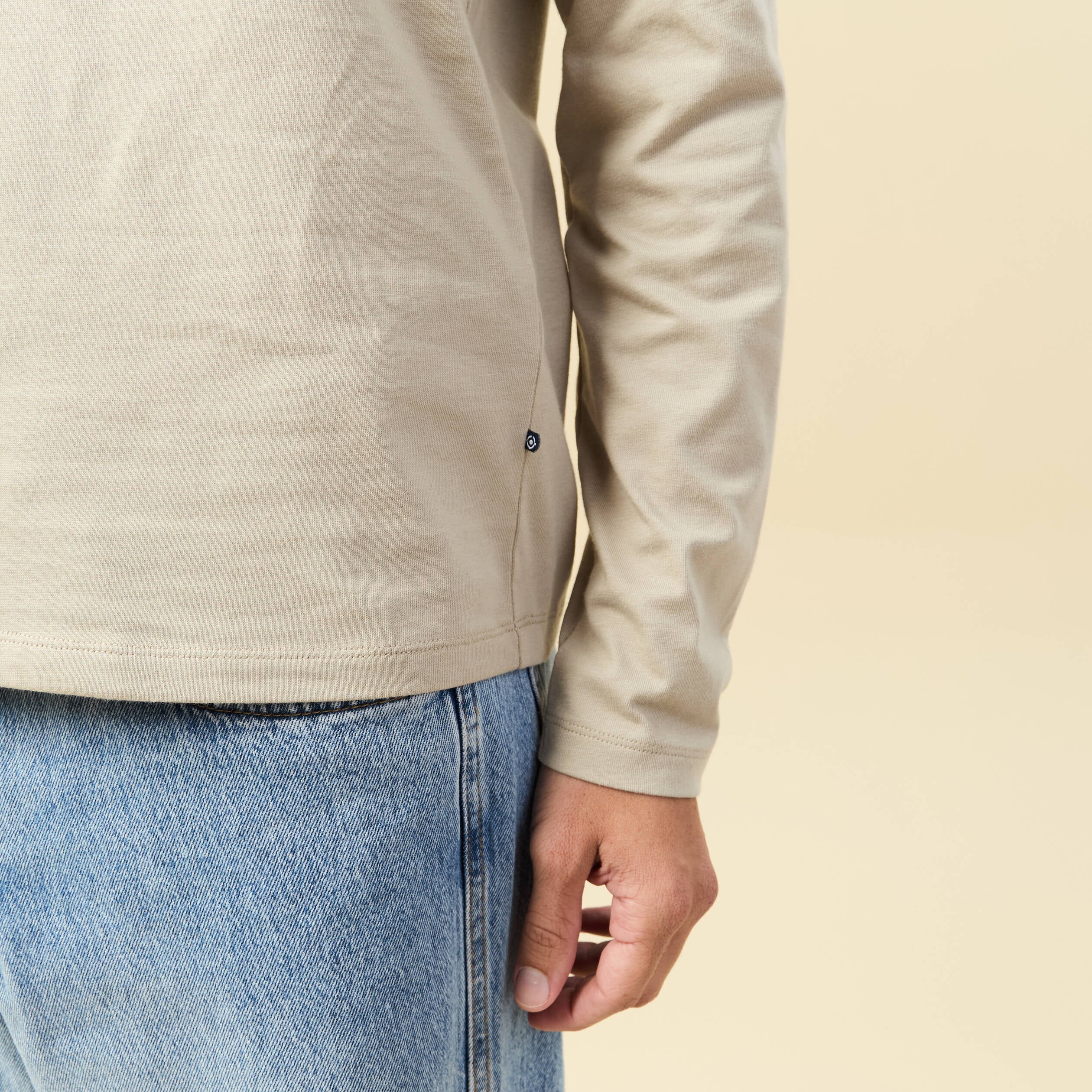 T-shirt en coton manches longues beige homme