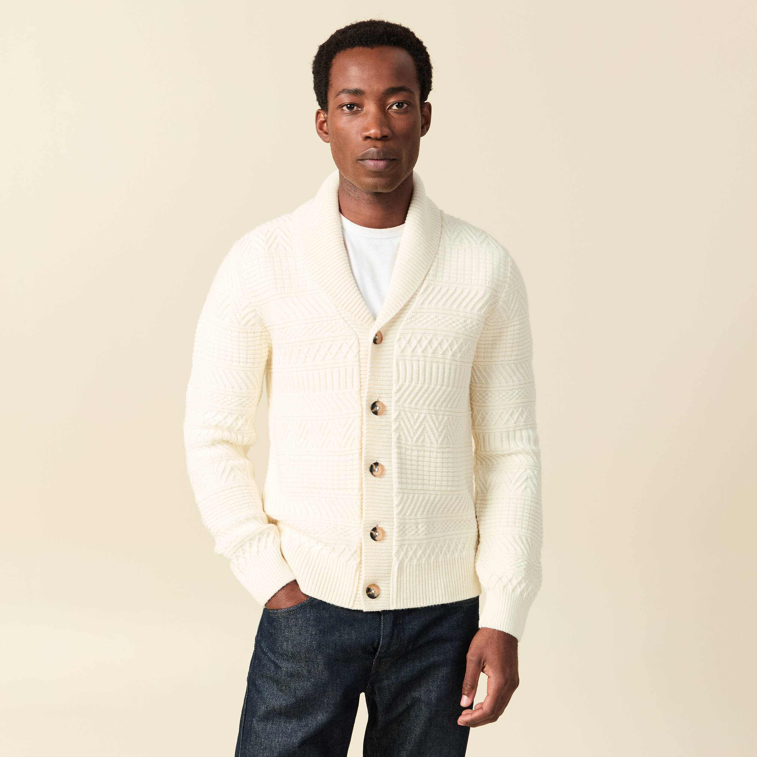 OUT3314aCardigan en Laine de Style Streetwear à Boutons Pour Hommes