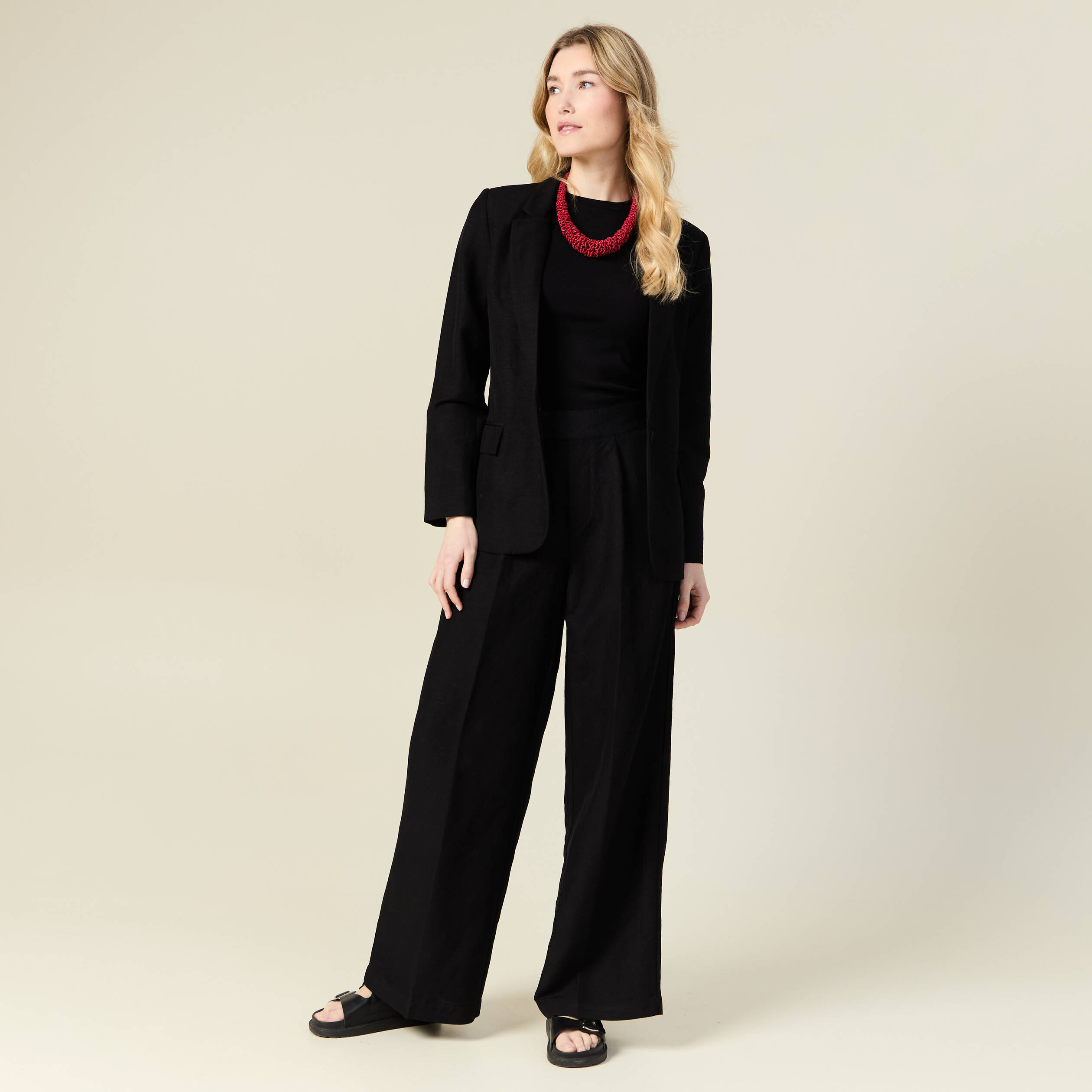 Veste blazer manches longues noir femme
