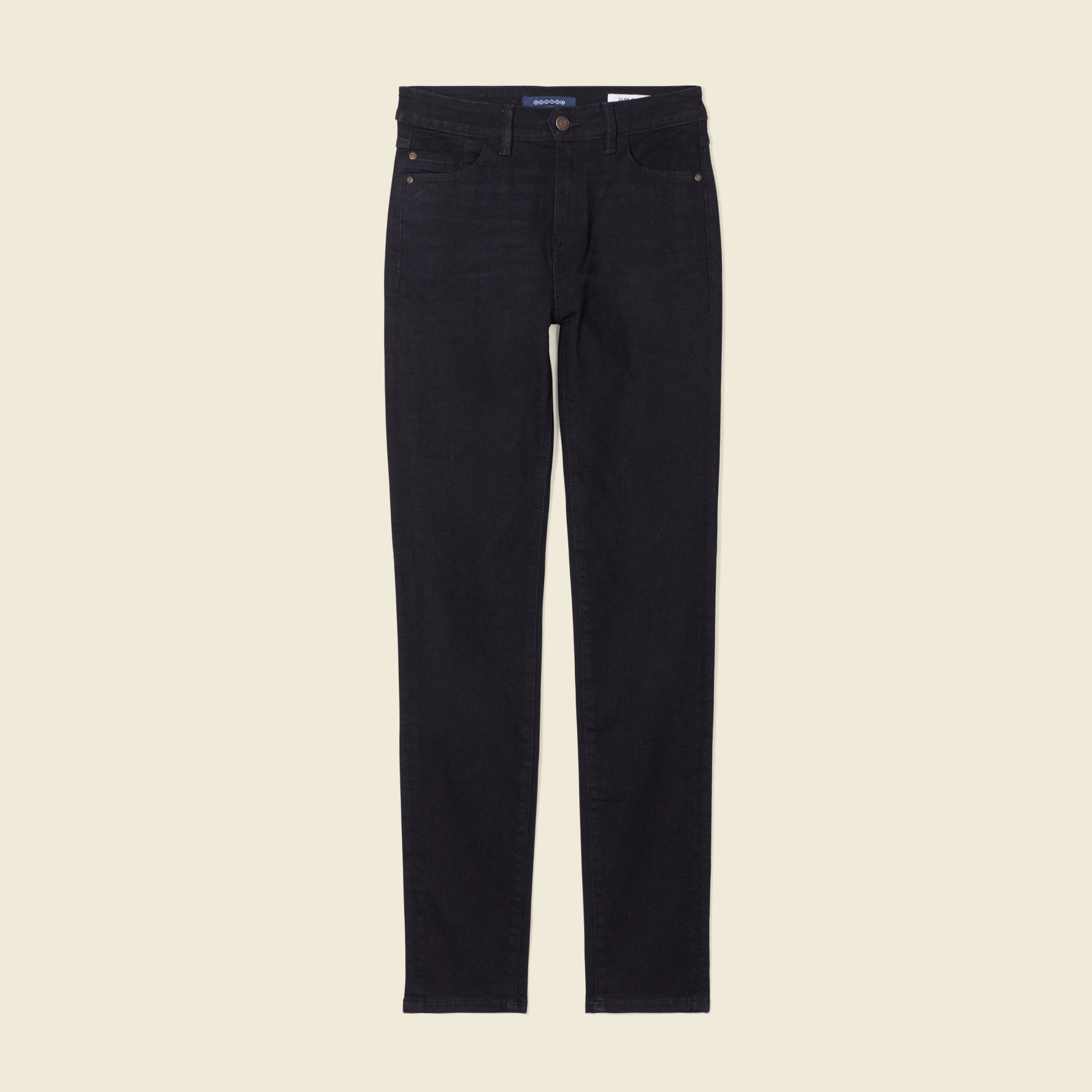 Jeans slim taille haute denim noir femme