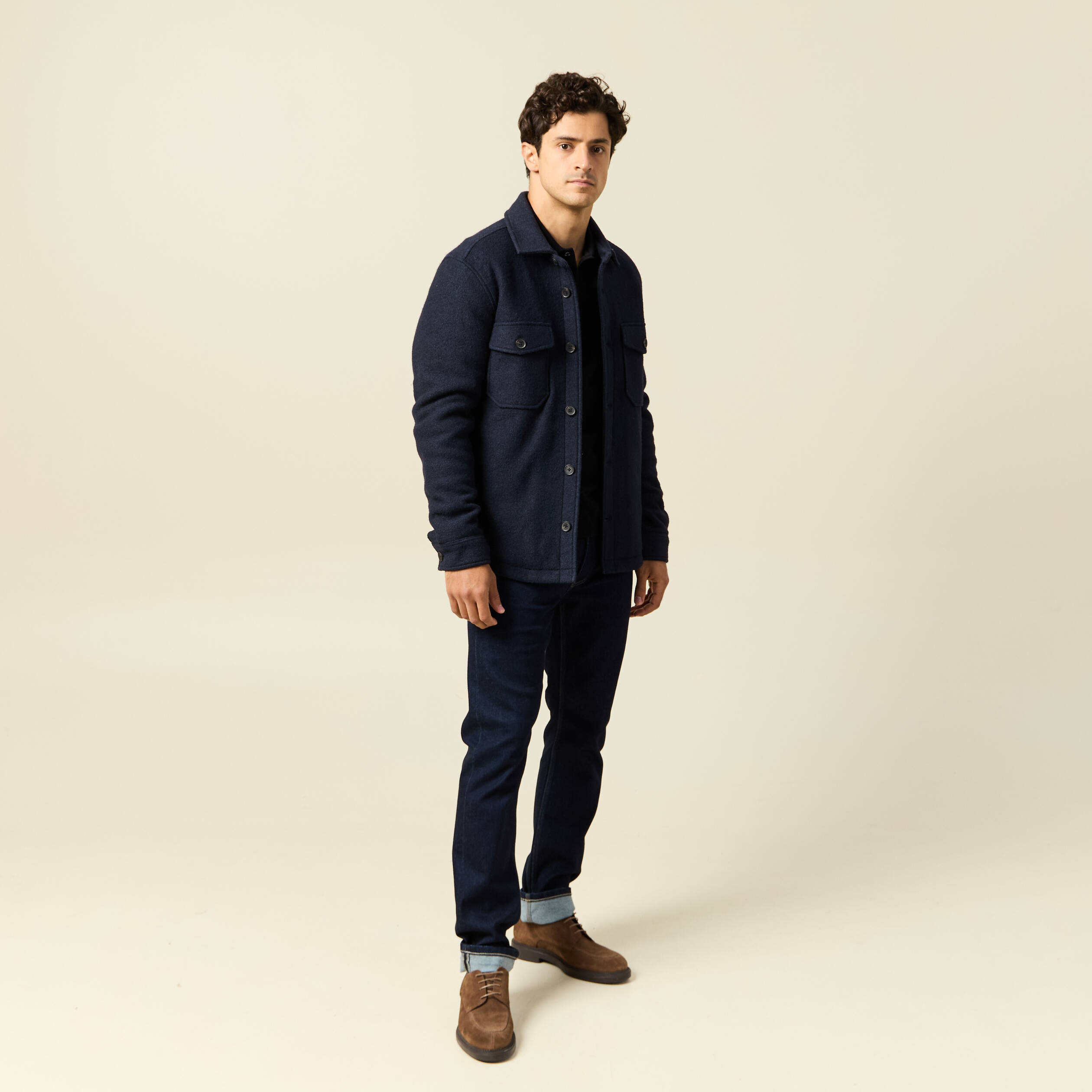 Polo cintr&eacute; en coton manches courtes noir homme
