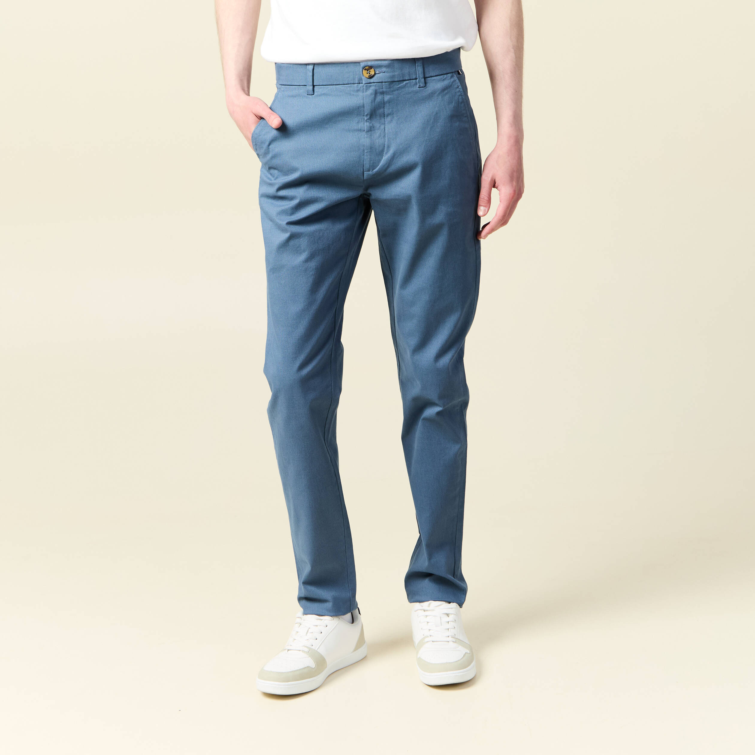 Pantalon chino slim bleu foncé homme Vibs
