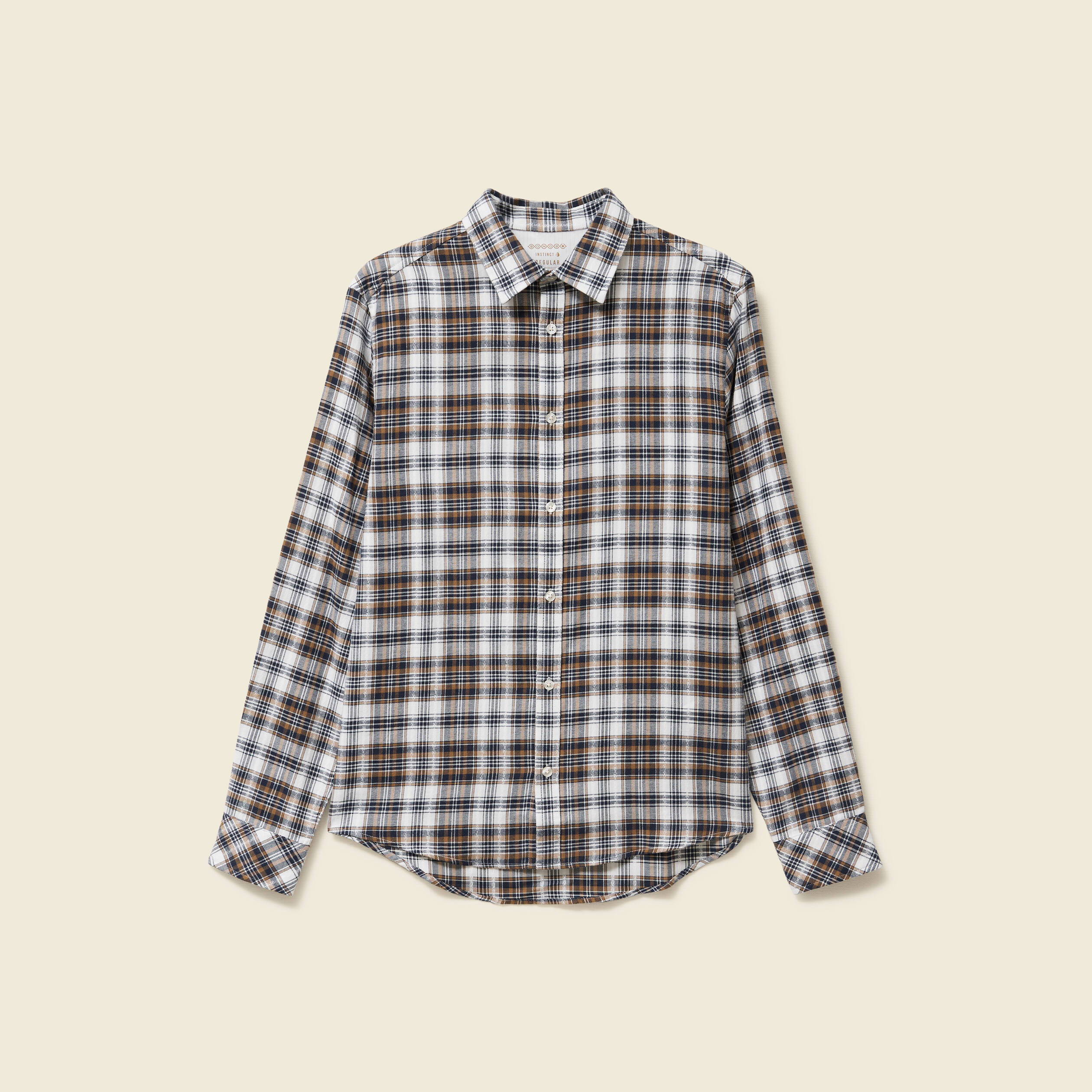 Chemise manches longues en coton vert kaki homme