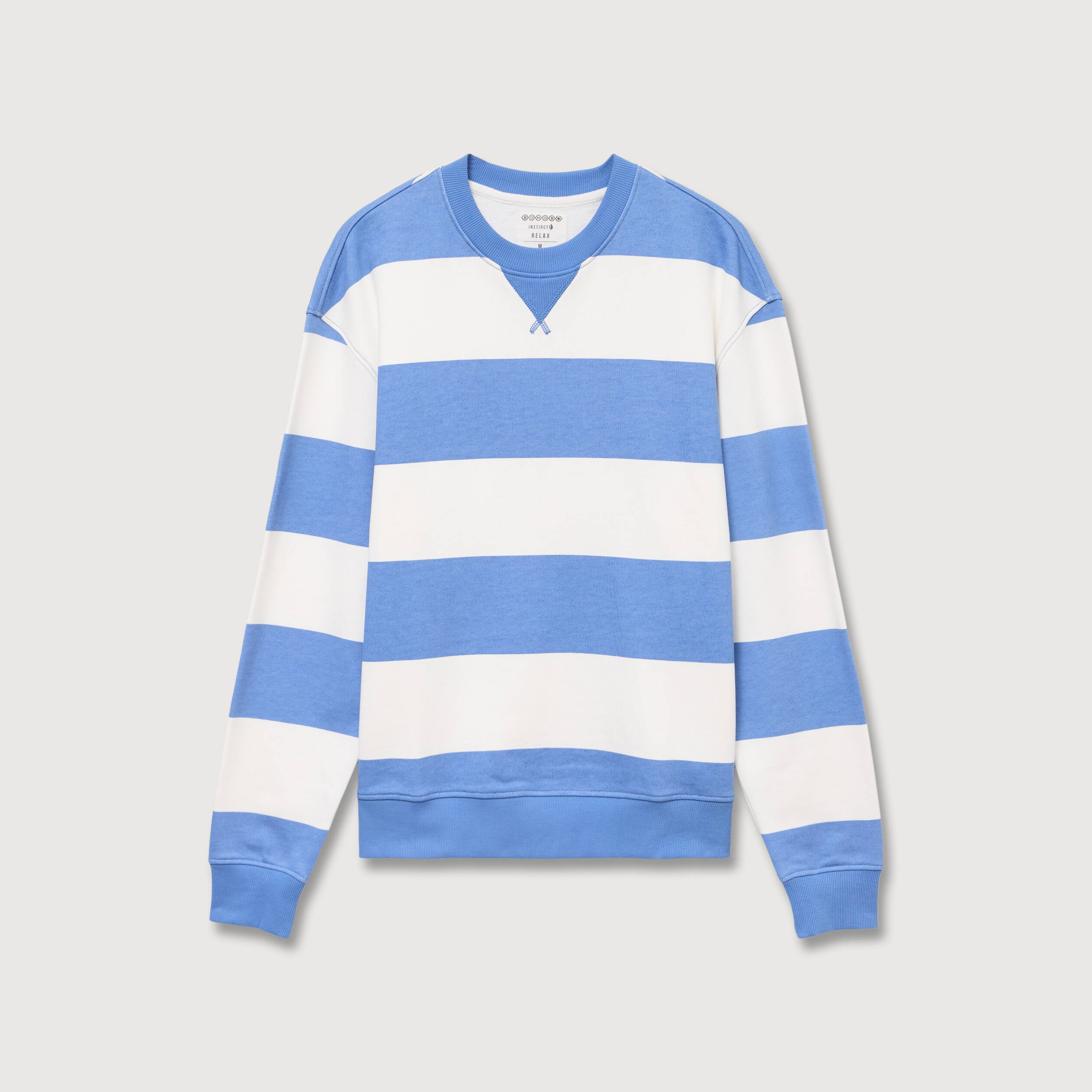 Sweat ray&eacute; col rond manches longues bleu violet homme