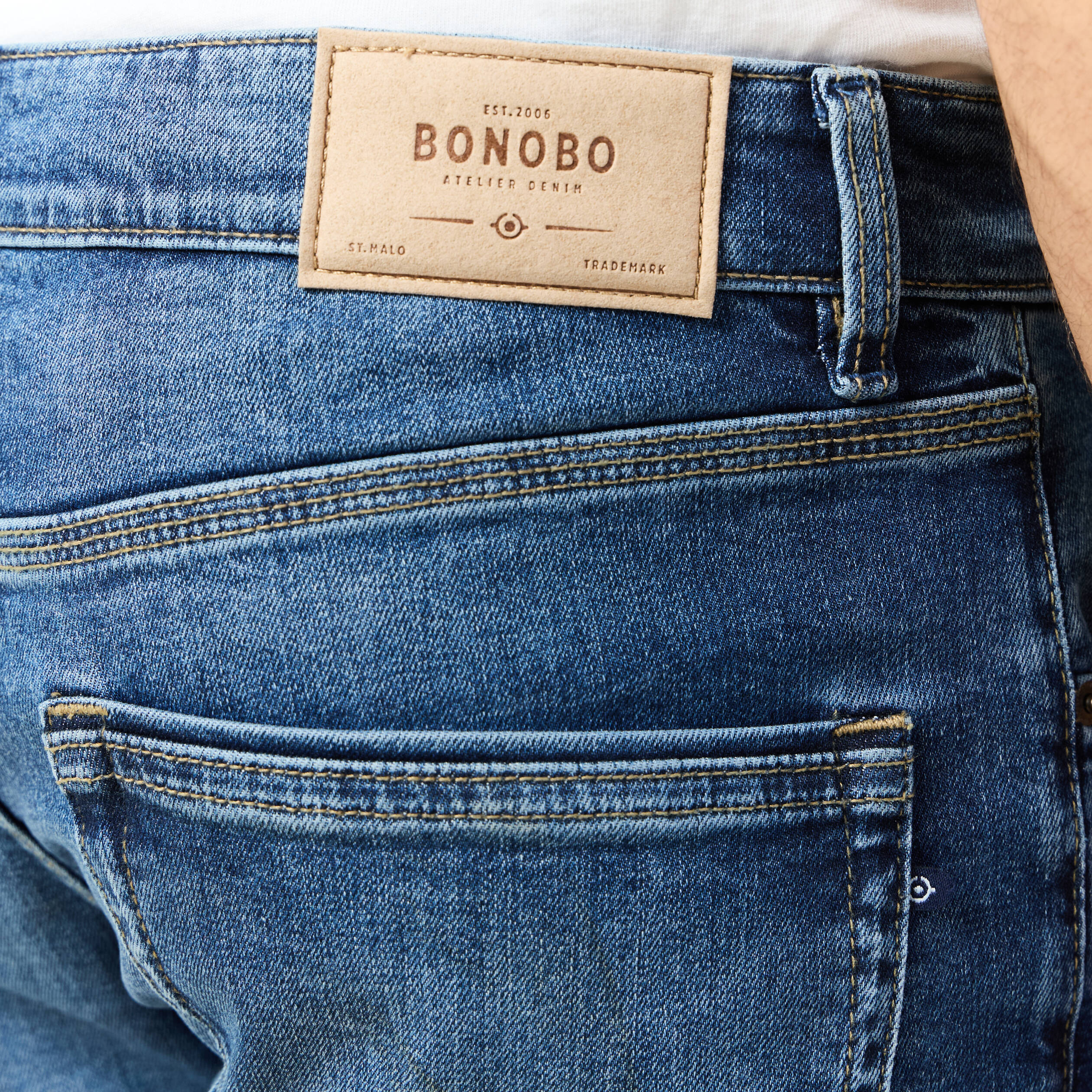 Jeans straight éco-responsable denim stone homme