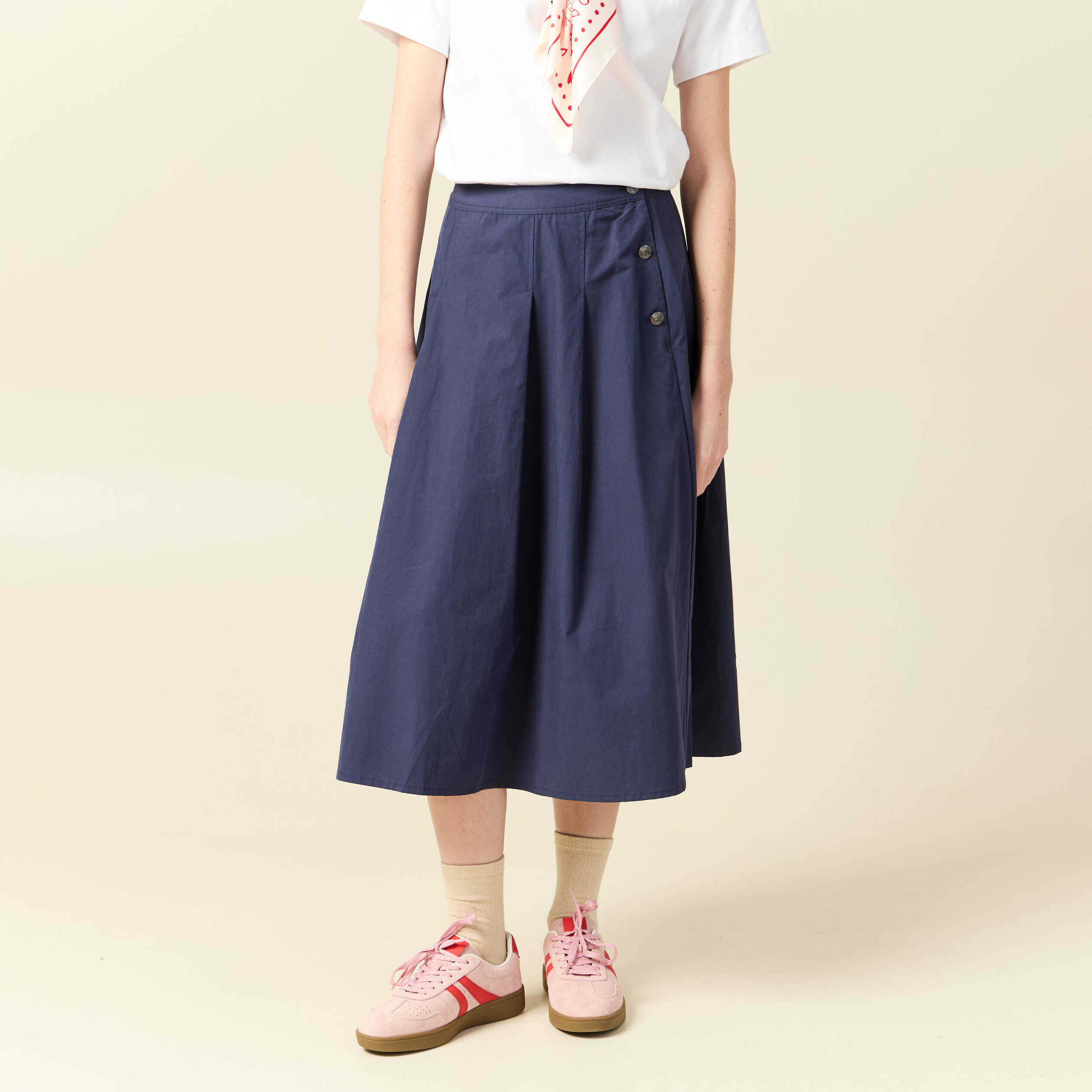 Jupe en coton bleu marine femme