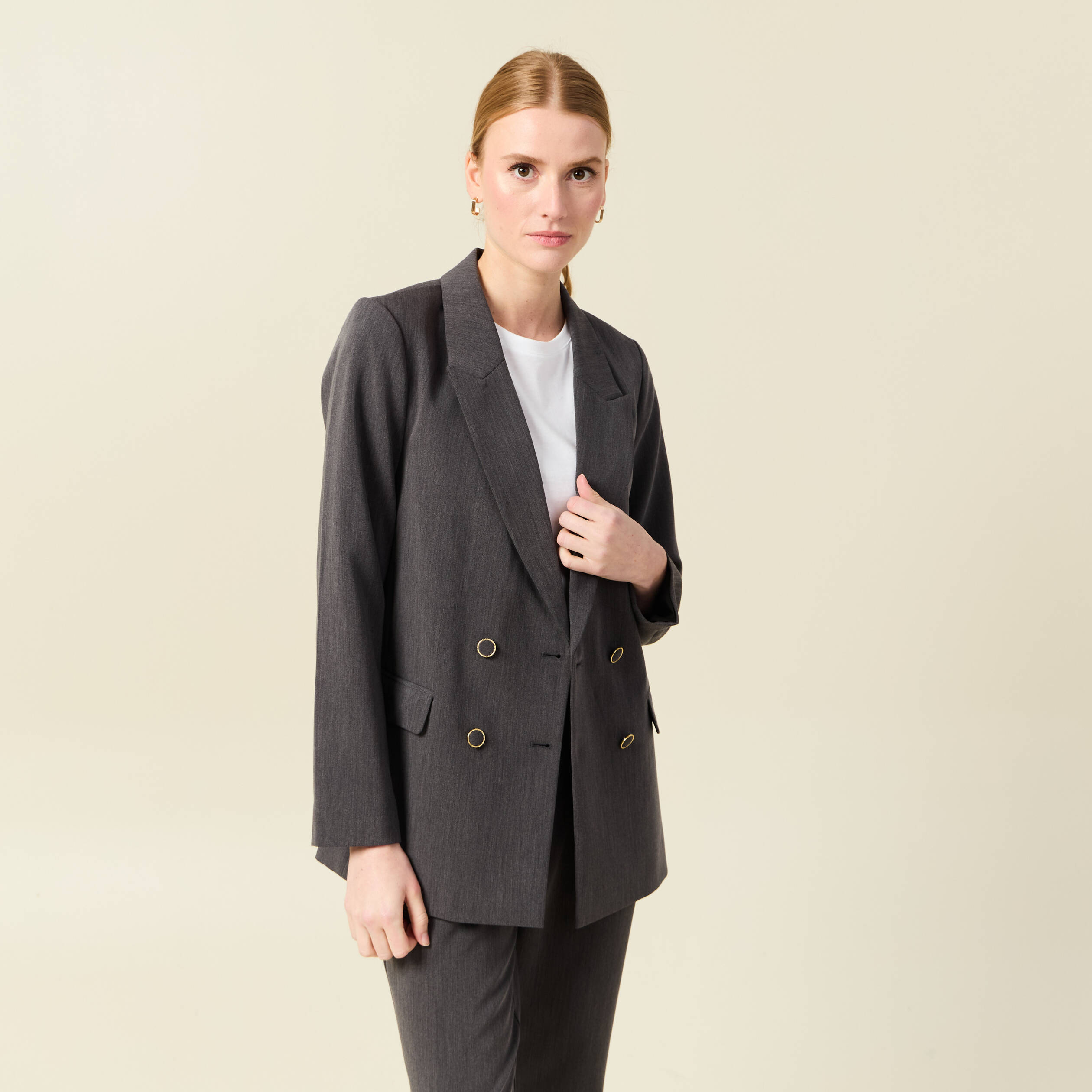 veste blazer double boutonnage gris femme Veste blazer double boutonnage gris femme