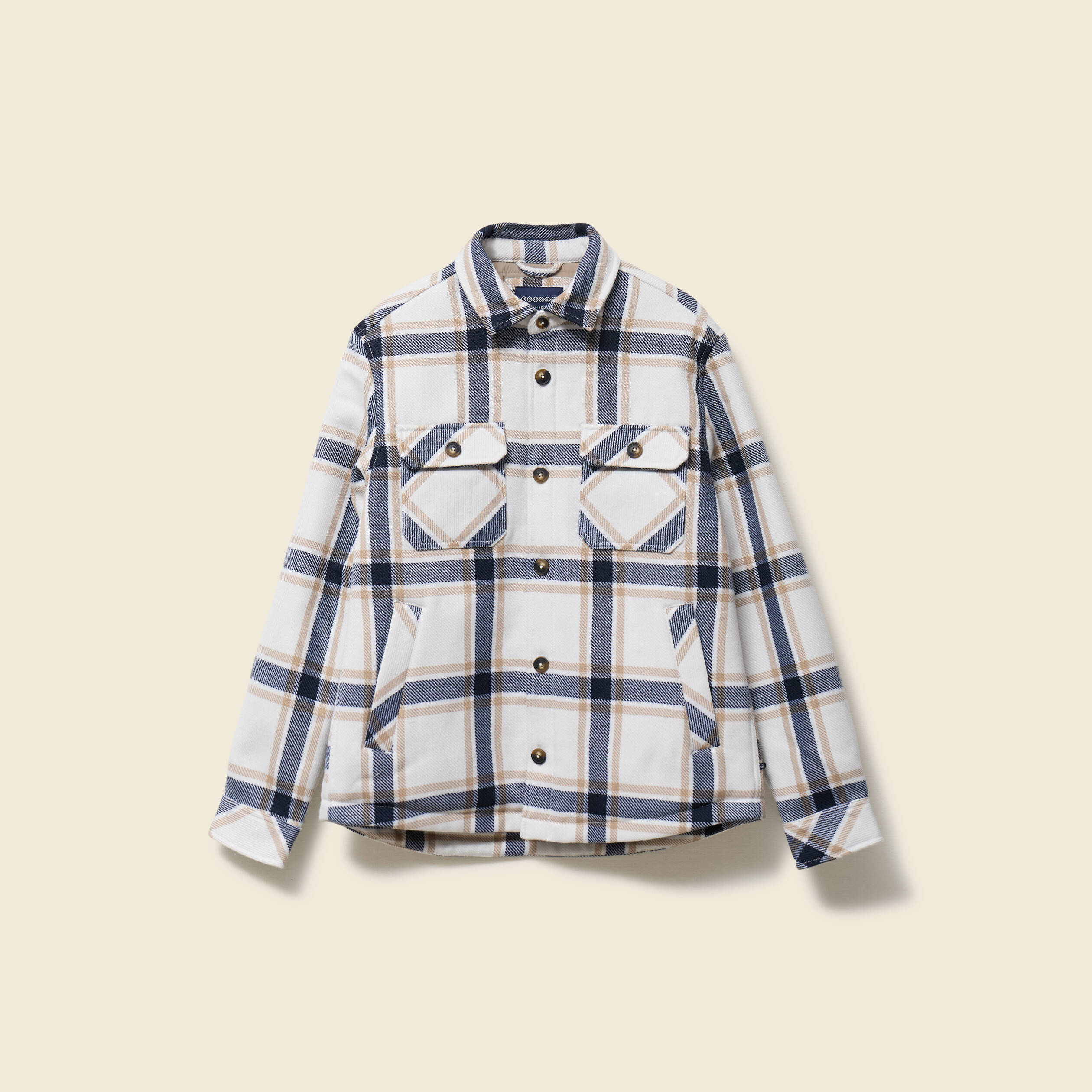 Surchemise oversize courte doubl&eacute;e bleu marine homme