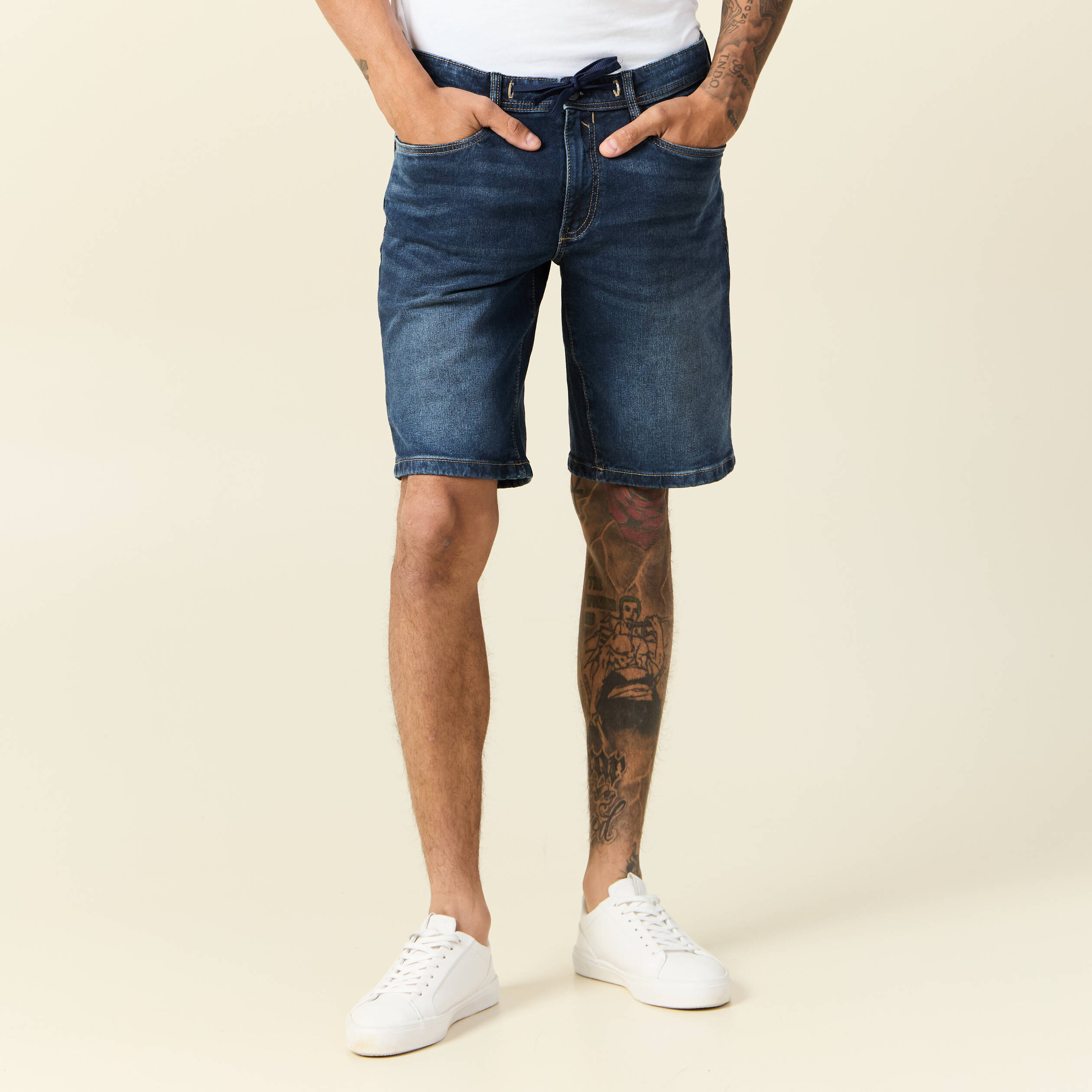 Jupe en jean droite taille haute mi-longue fendue H&M Taille M - Vêtements