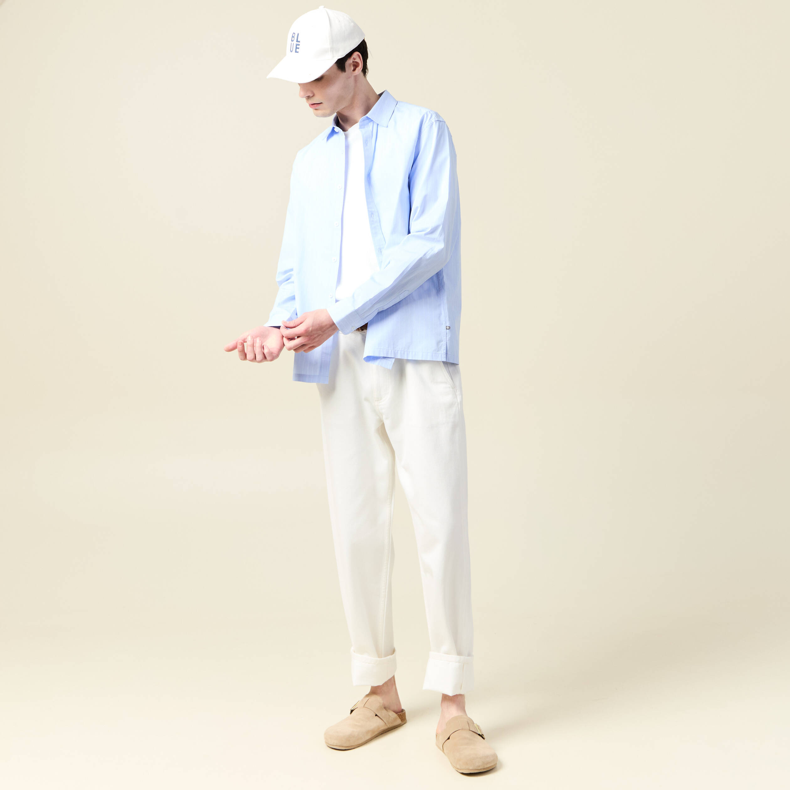 Chemise manches longues bleu ciel homme
