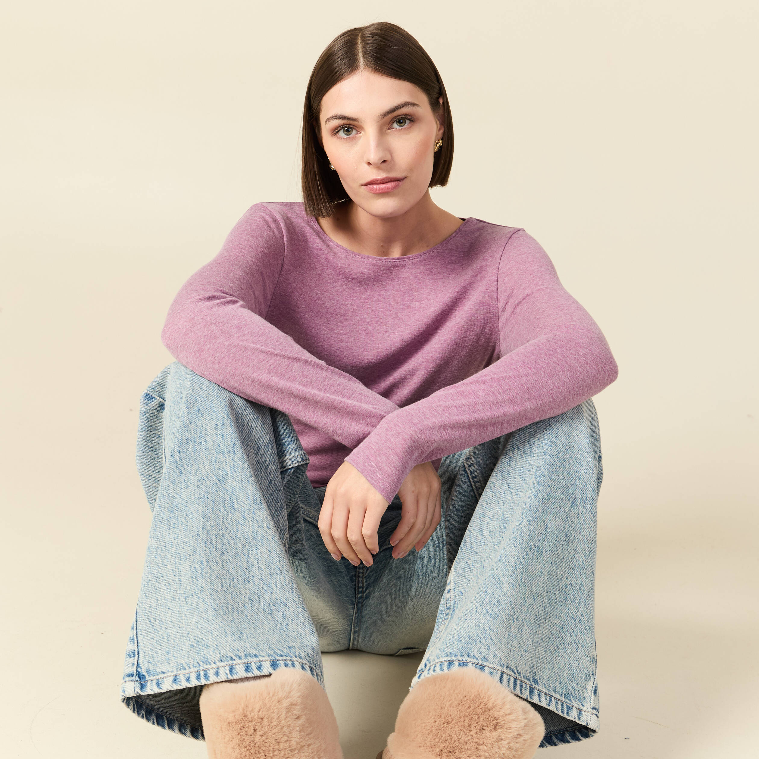 Pull Rayé Col Rond Manches Longues, Nenybay Violet/rose American Vintage | La Redoute