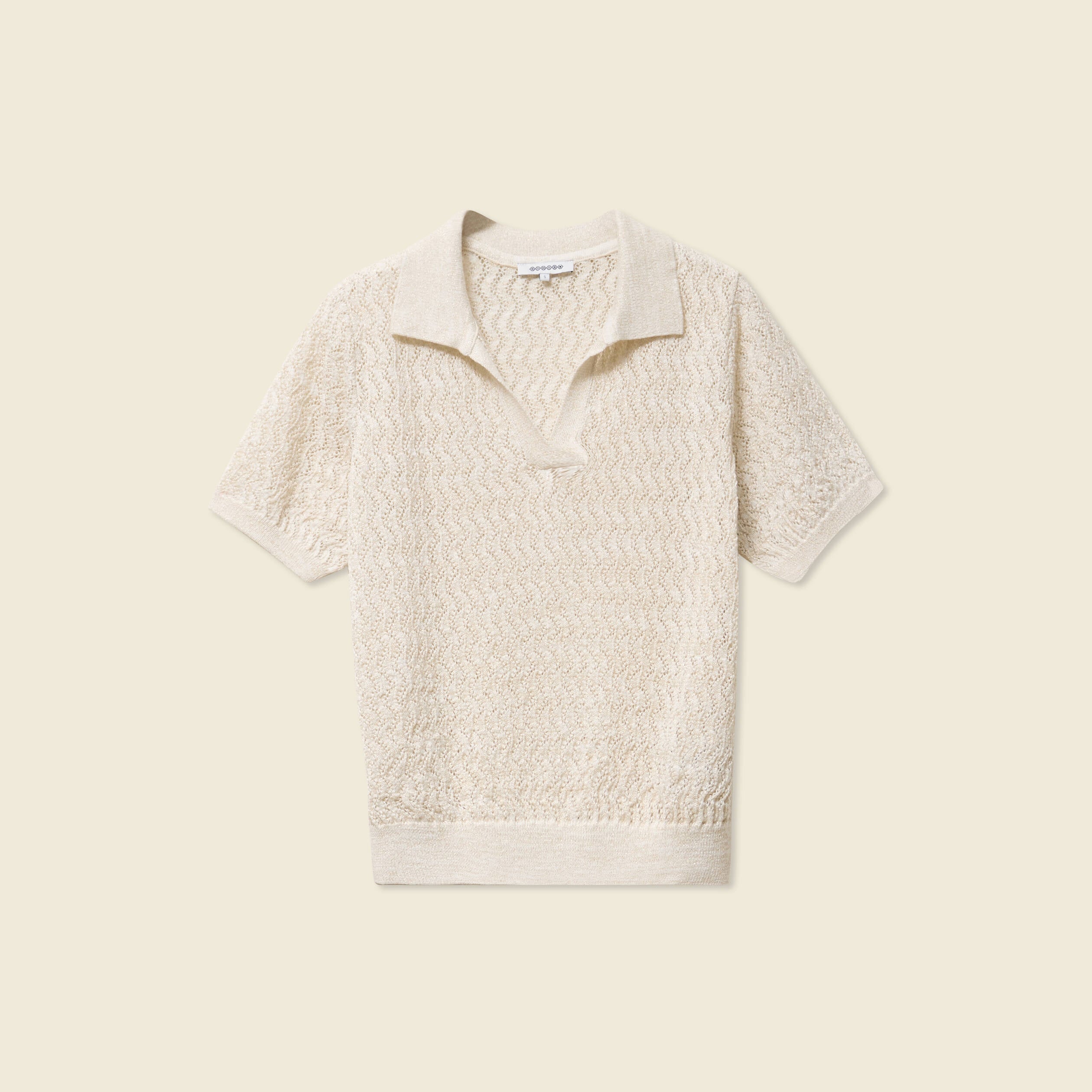 Pull manches courtes creme femme