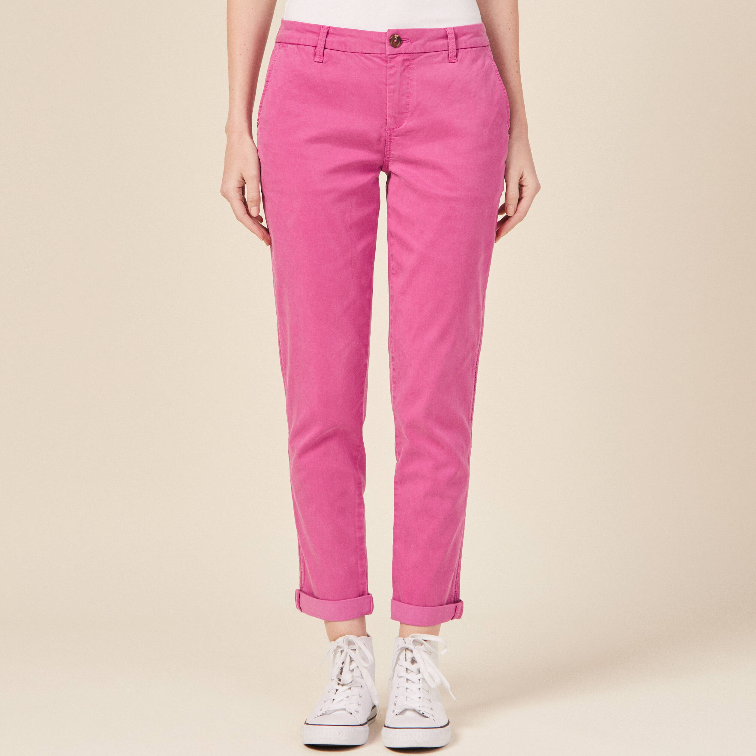 Pantalon chino Instinct rose framboise femme