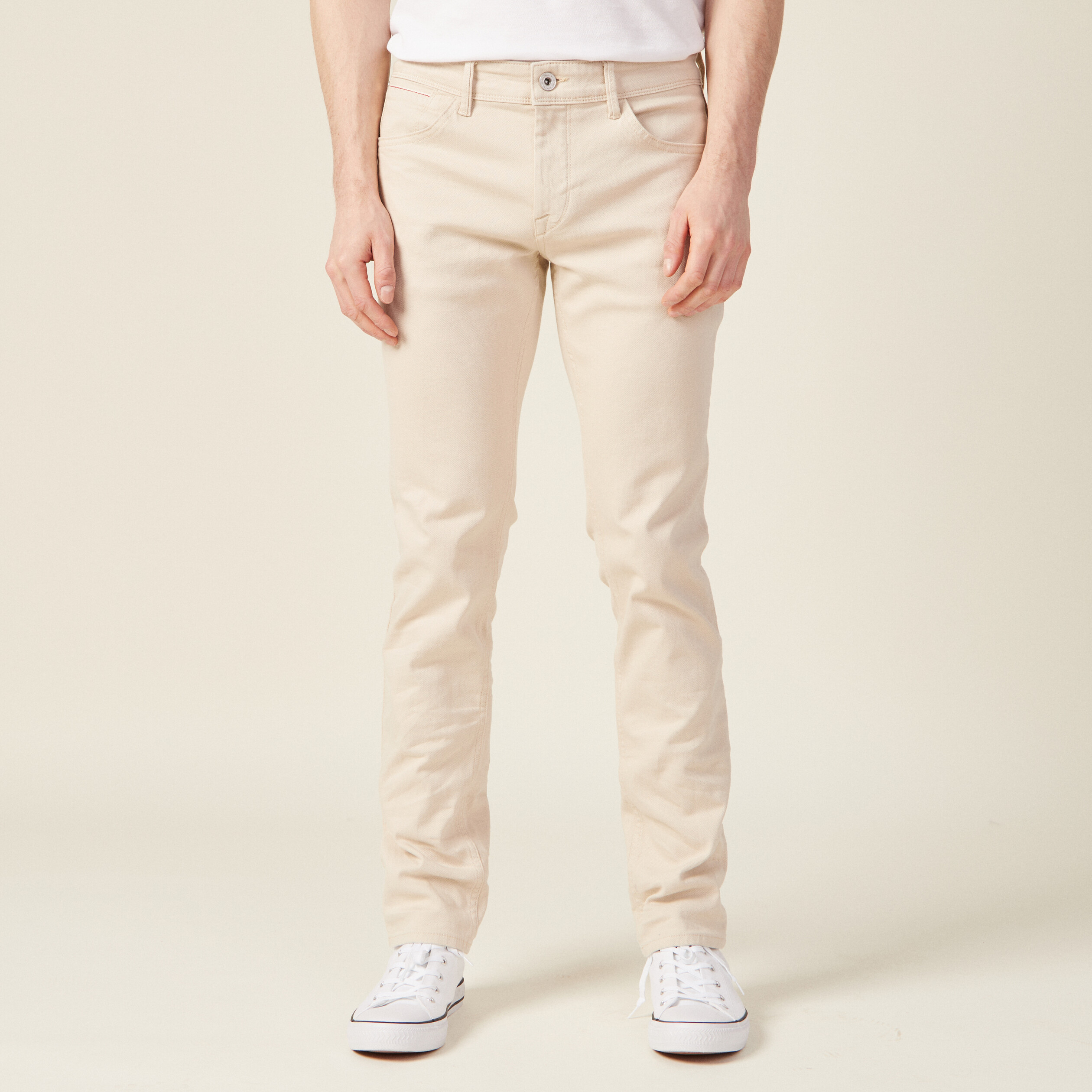 Jeans slim beige homme