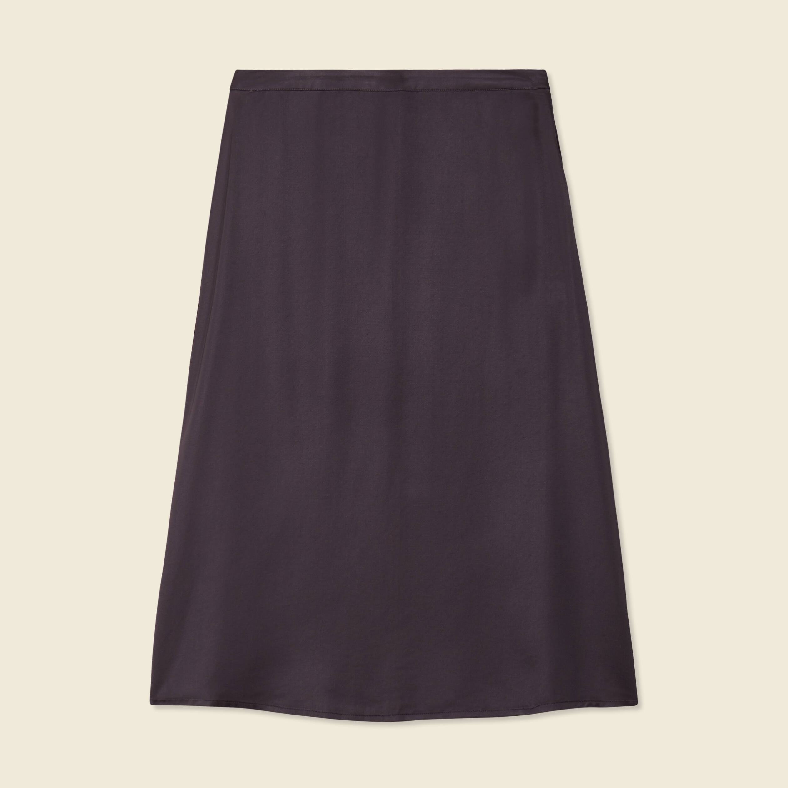Jupe midi droite satin gris fonc&eacute; femme