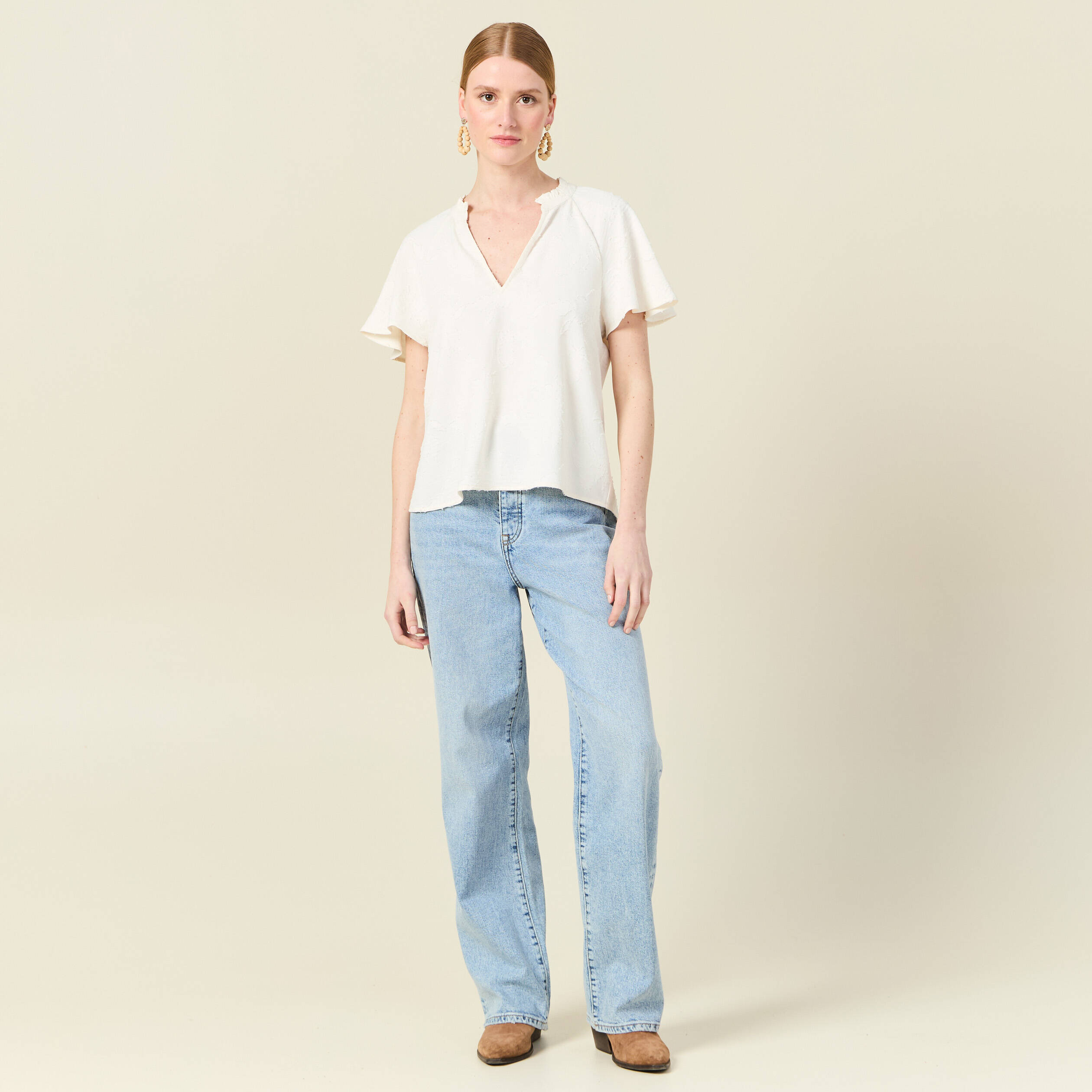 Blouse manches courtes blanc femme