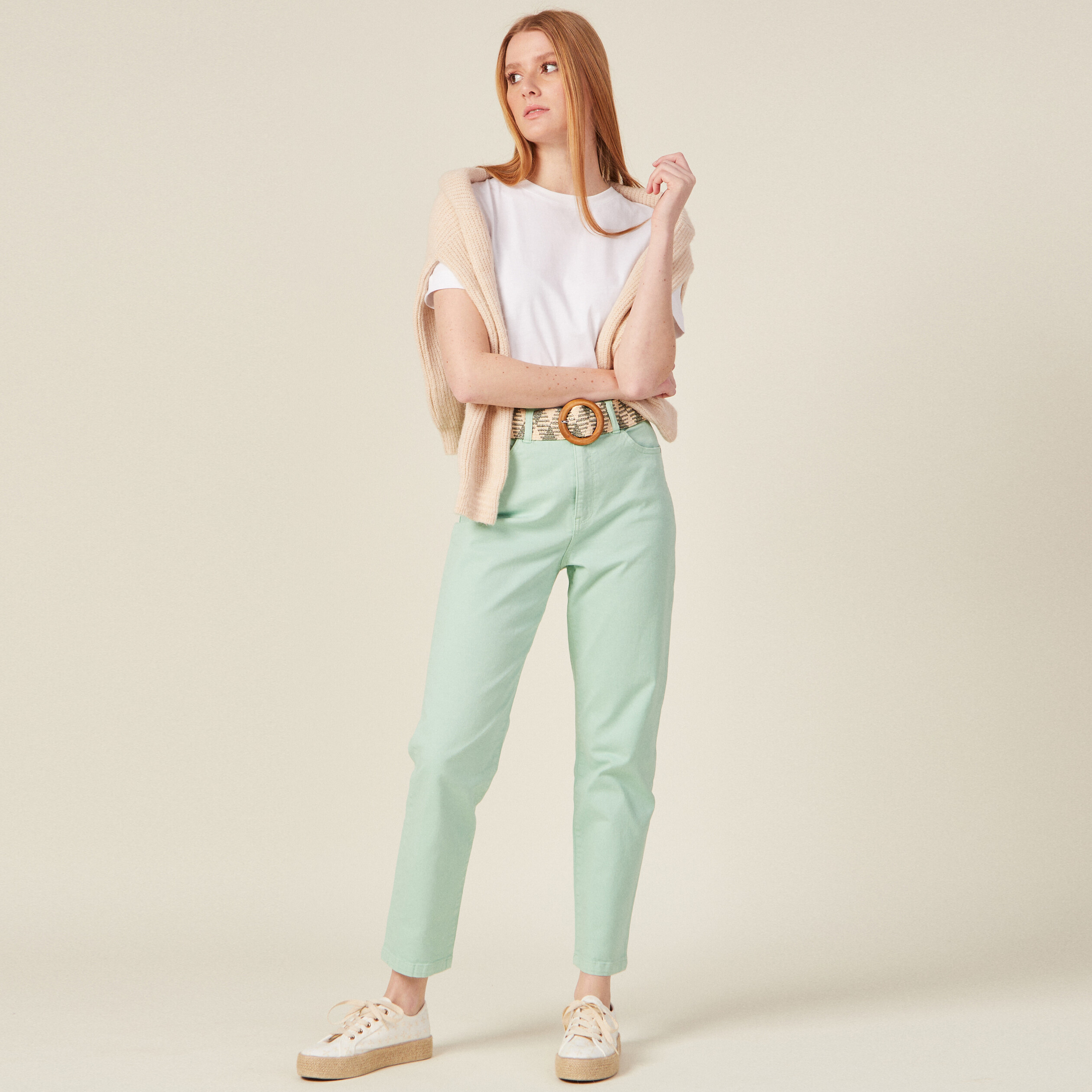 Pantalon straight vert clair femme Vibs