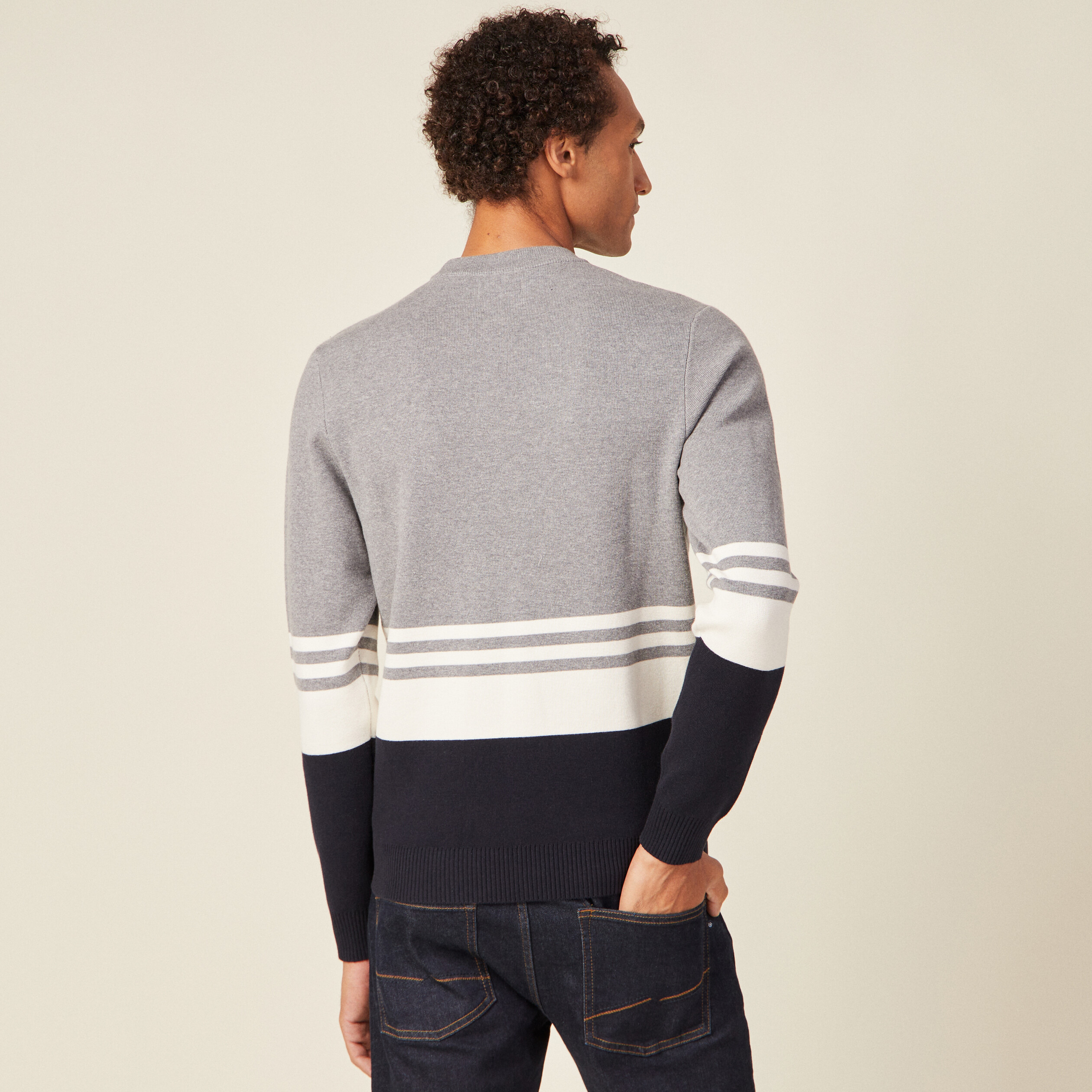 Pull col rond éco-resposnable gris foncé homme