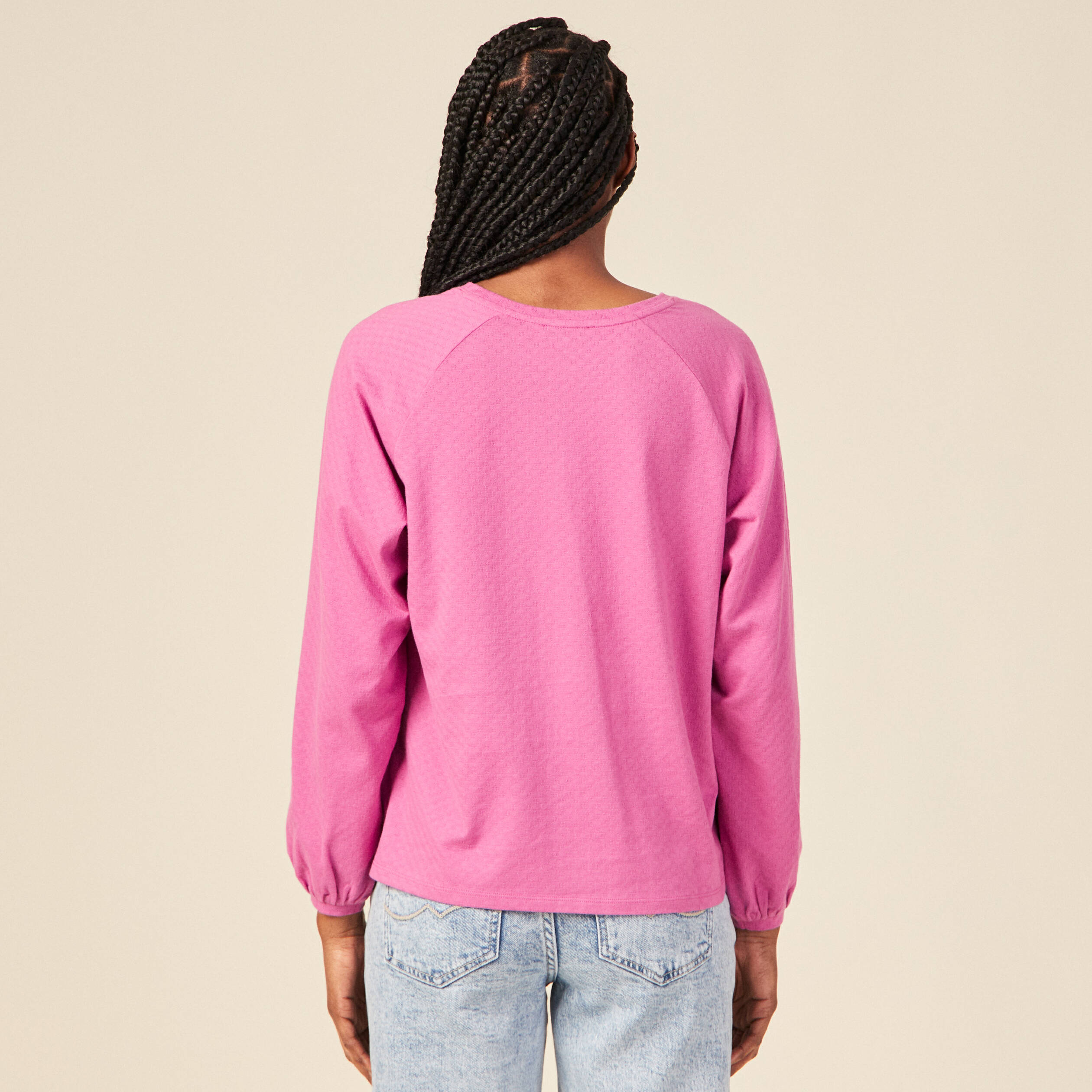 t shirt manches longues rose framboise femme T-shirt manches longues rose framboise femme
