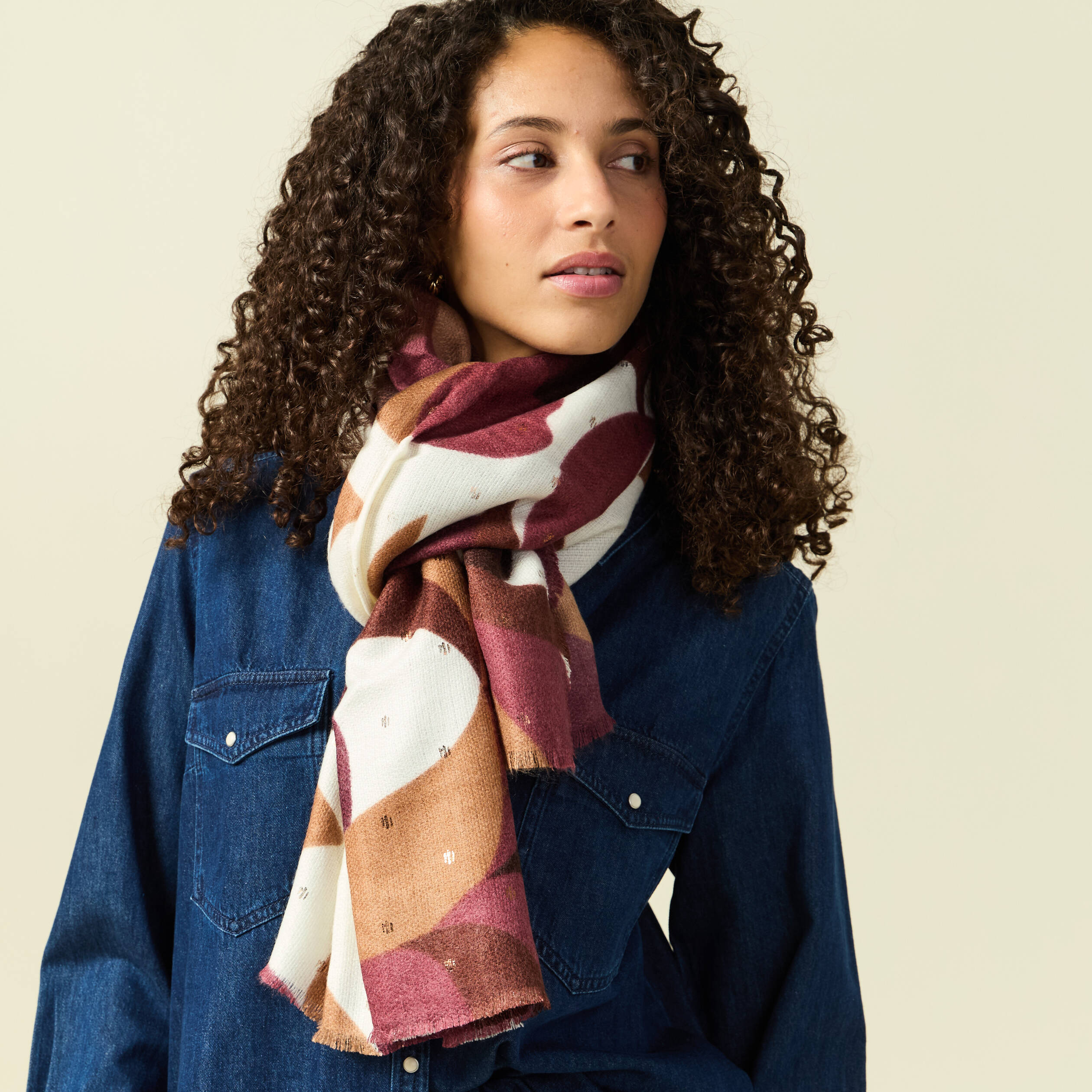 Écharpe marron foncé femme