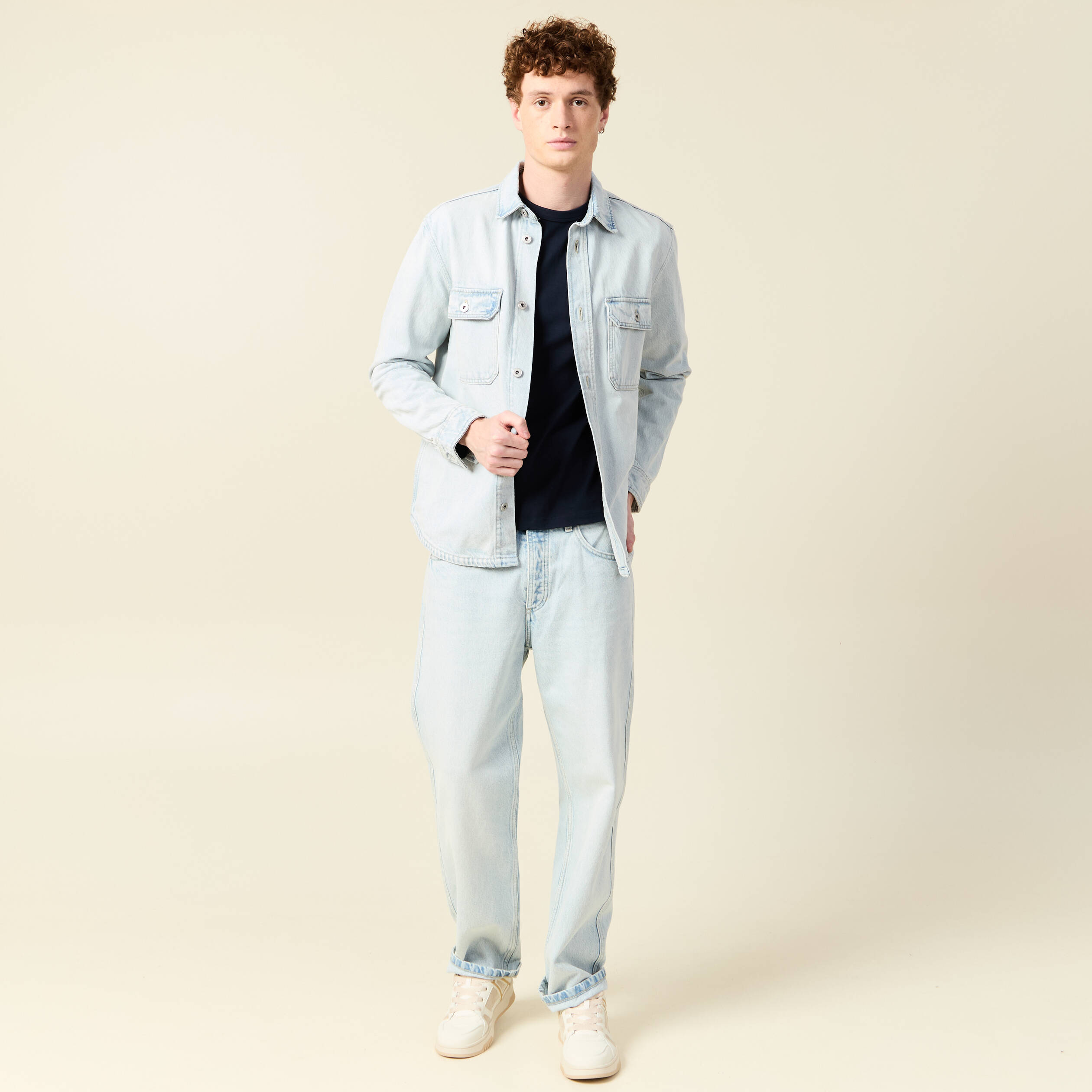 T-shirt en coton manches longues bleu marine homme
