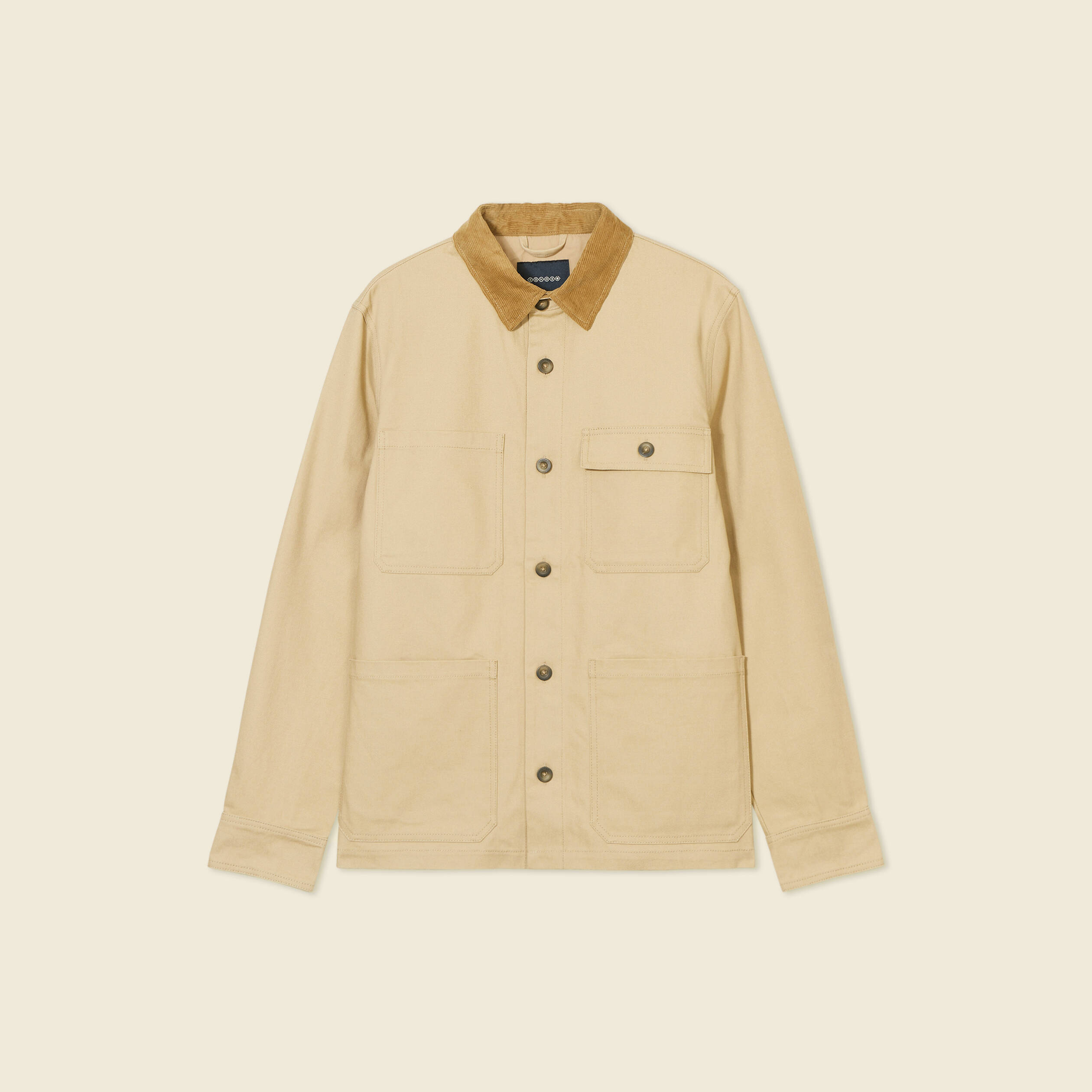 veste boutonnee col velours beige homme Veste boutonnée col velours beige homme
