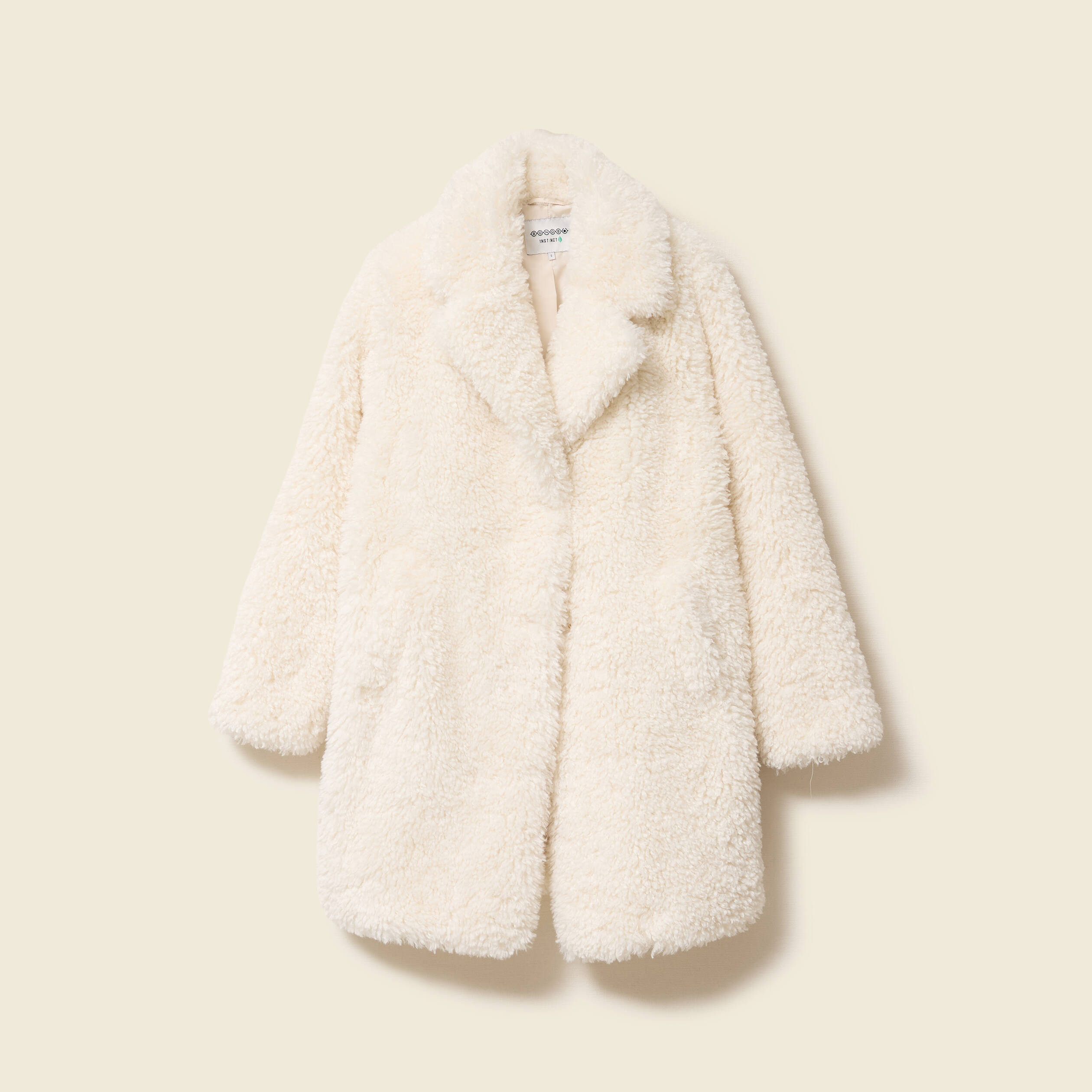 Manteau oversize long effet polaire creme femme