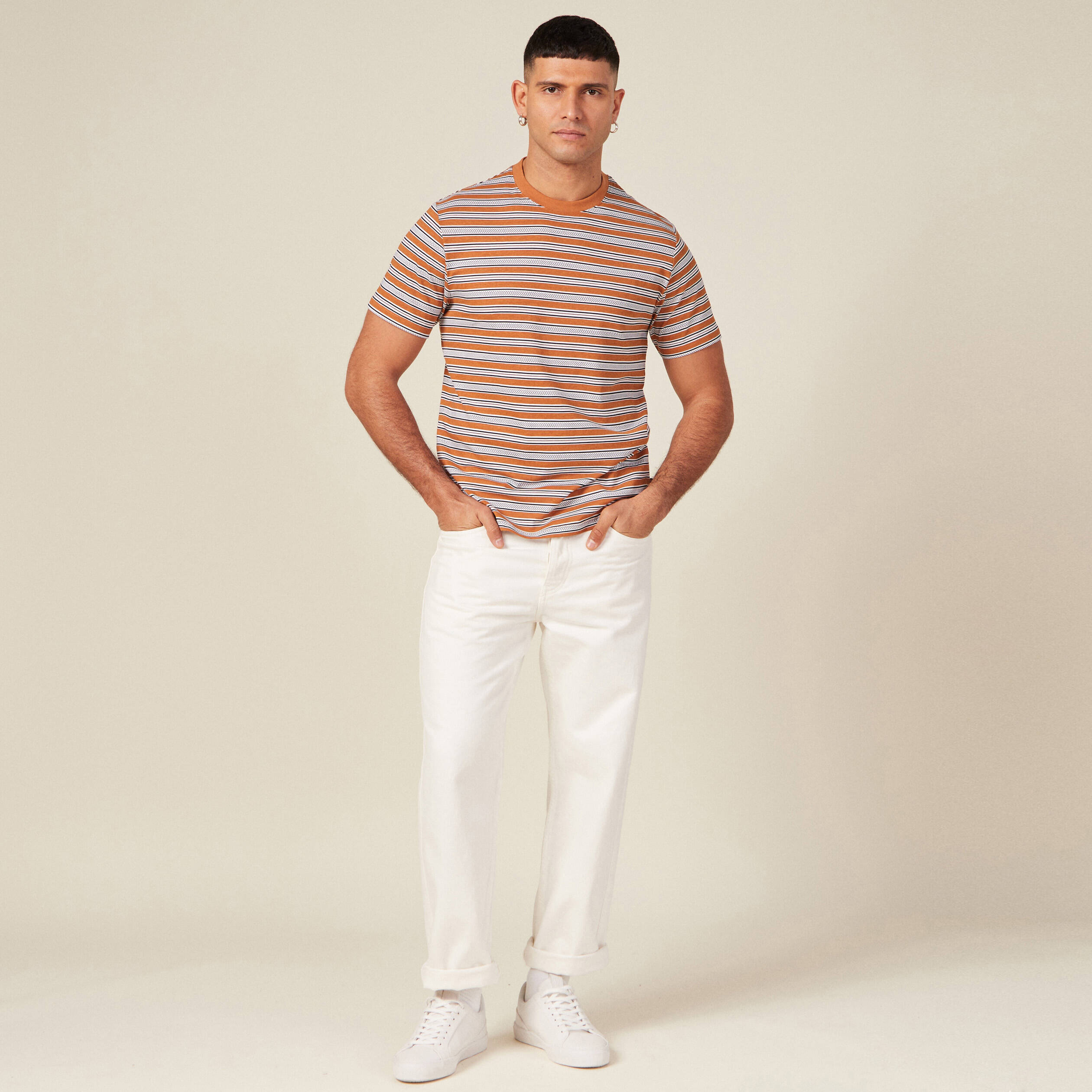 t shirt manches courtes marron clair homme T-shirt manches courtes marron clair homme