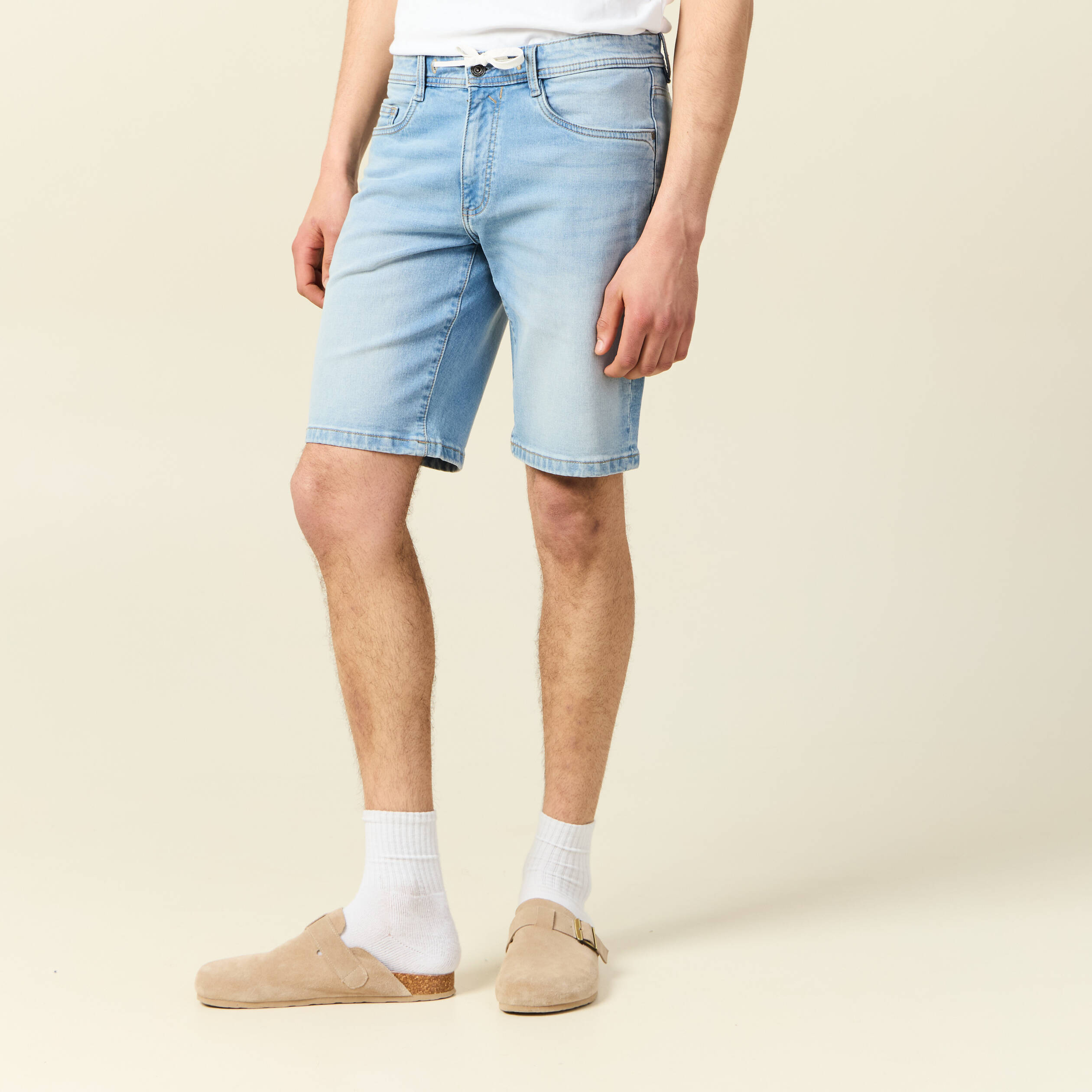 bermuda confort ultra stretch denim bleach homme Bermuda confort ultra stretch denim bleach homme